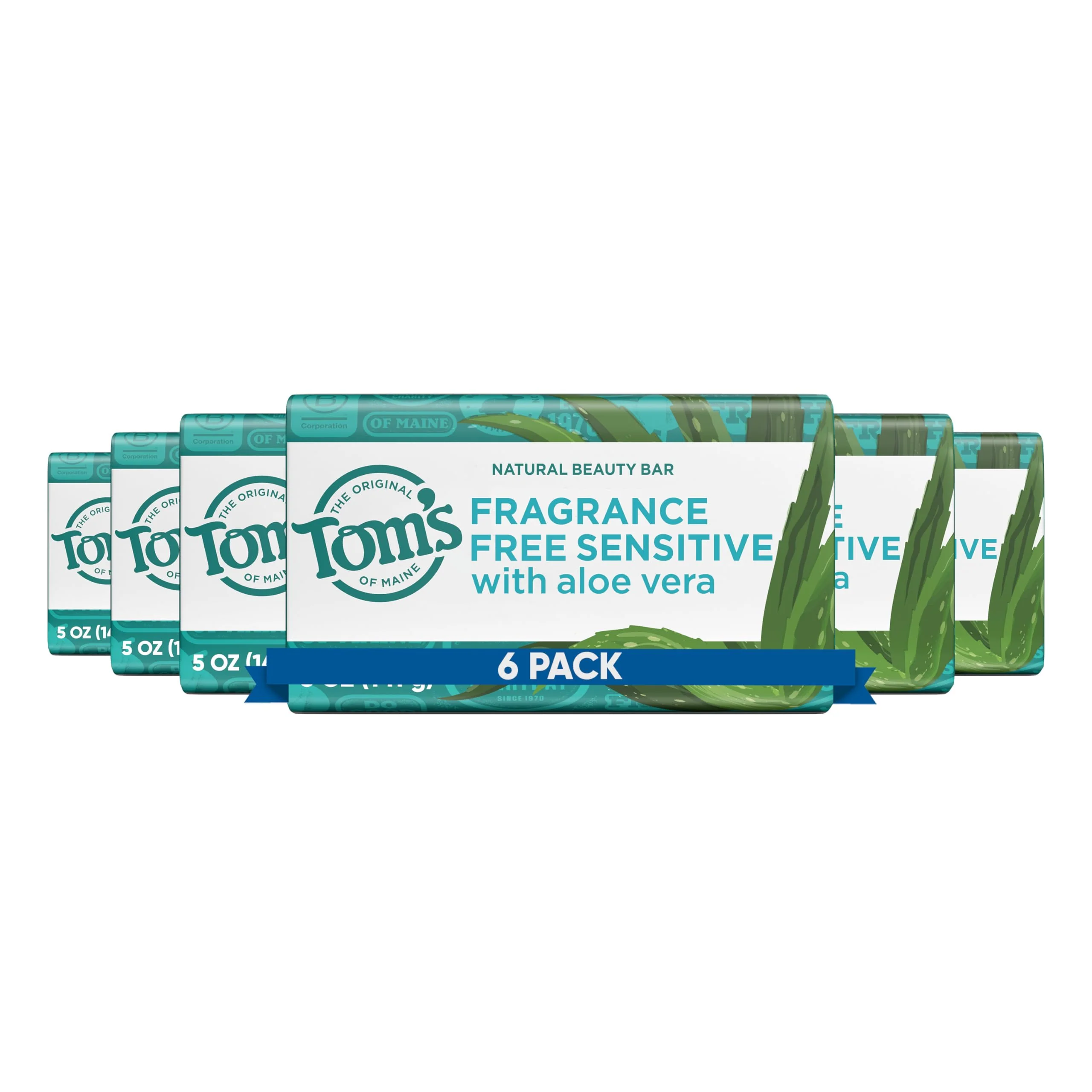 Verified Tom s of Maine Natural Beauty Bar Soap For Women and Men Fragrance Sensitive Skin 5 oz Bar Pack of 6 Certified