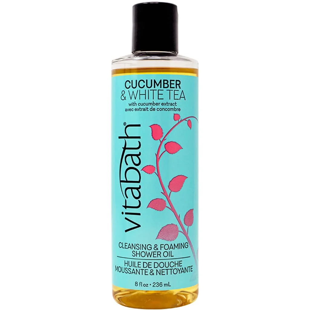 Sustainable Vitabath Cucumber White Tea Cleansing Foaming Shower Oil Refreshing Nourishing Body Wash Hydrate - Daily Essential Dry Skin Quench for Women Easy-to-Use