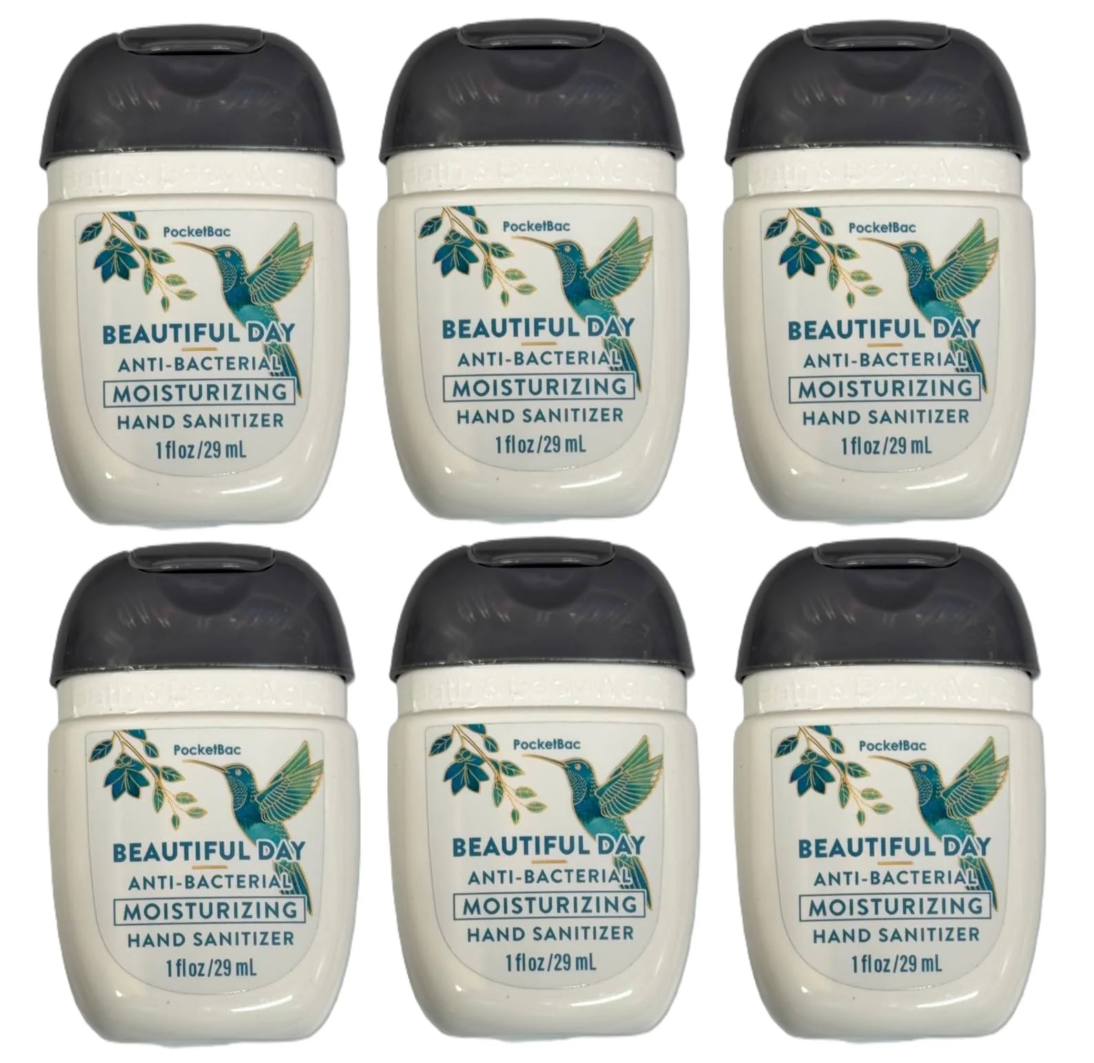 Fine Crafted Bath and Body Works Classic and Seasonal Scents Pocketbac Hand Gel - Pack of 6-1 oz each Beautiful Day Moisturizing Easy-to-Use