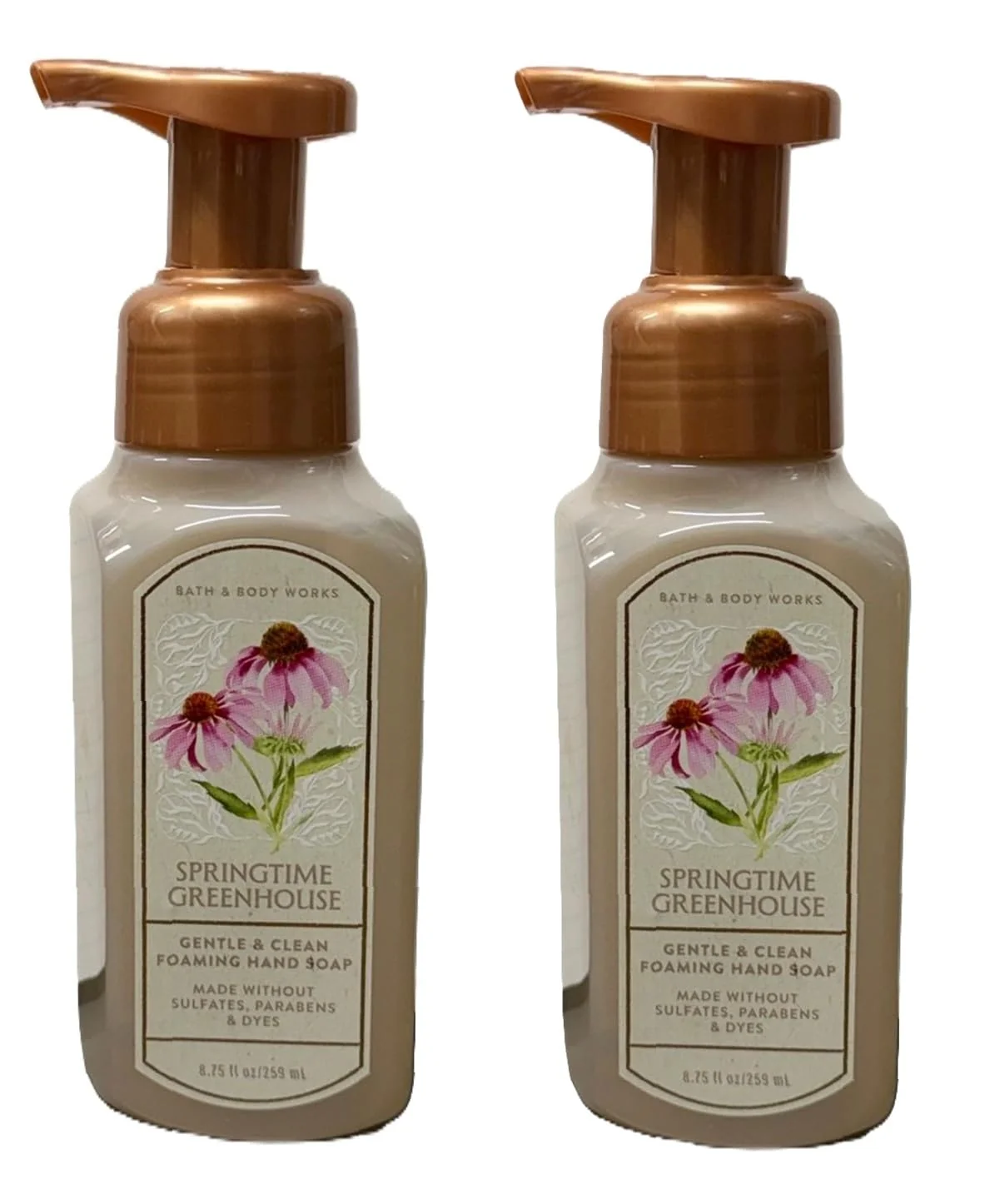 Elegant Bath and Body Works Gentle and Clean Foaming Hand Soap 8.75 oz each - Pack of 2 Springtime Greenhouse Solid