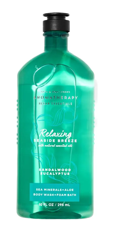 Luxury Bath and Body Works Sandalwood Eucalyptus Seaside Breeze Body Wash and Foam Bath with Sea Minerals and Aloe 10 fl oz Environmentally Friendly