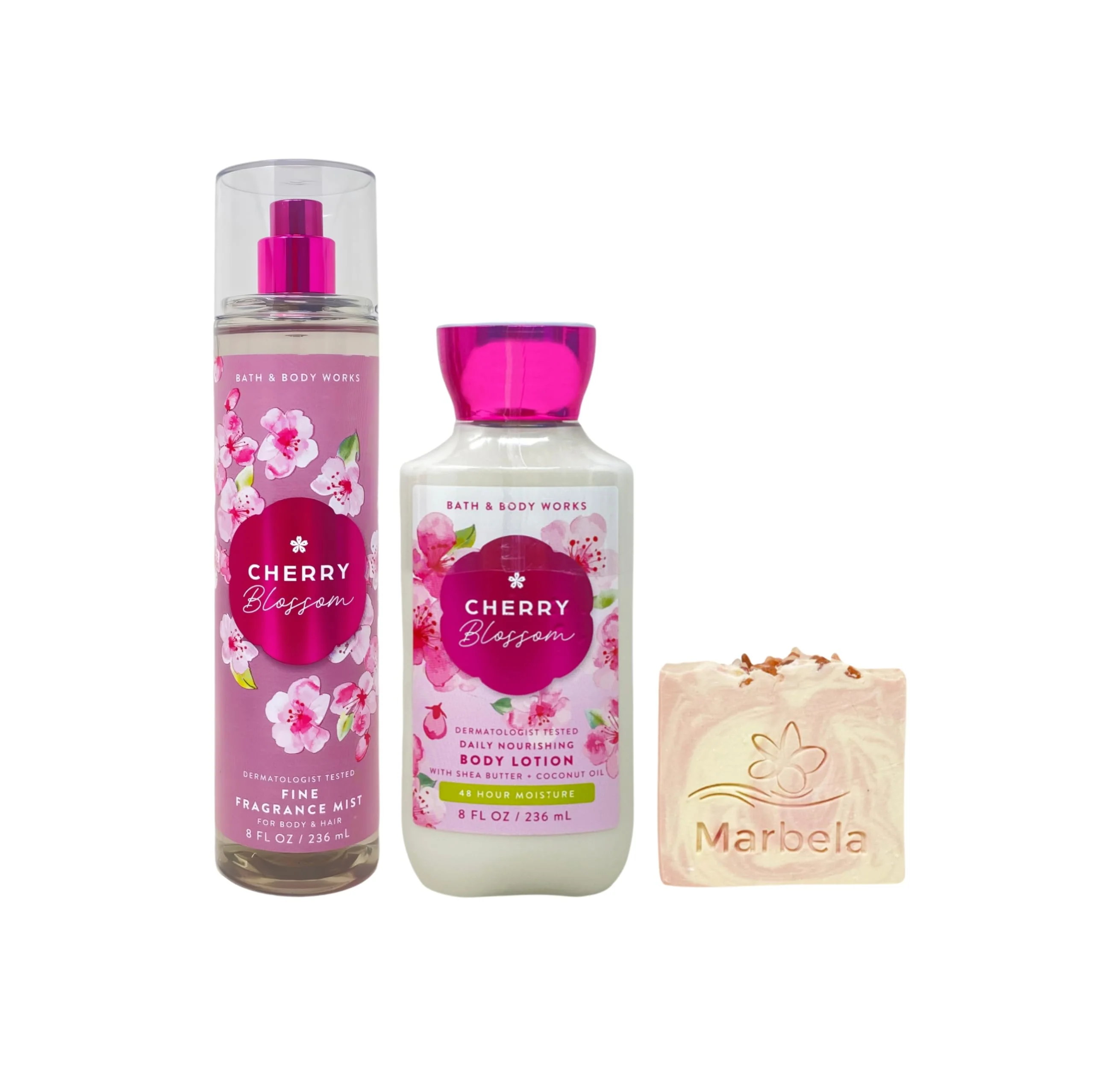 Reliable Bath Body Works Cherry Blossom - Fine Fragrance Mist and Daily Nourishing Body Lotion with a Himalayan Salts Springs Bar Soap Official