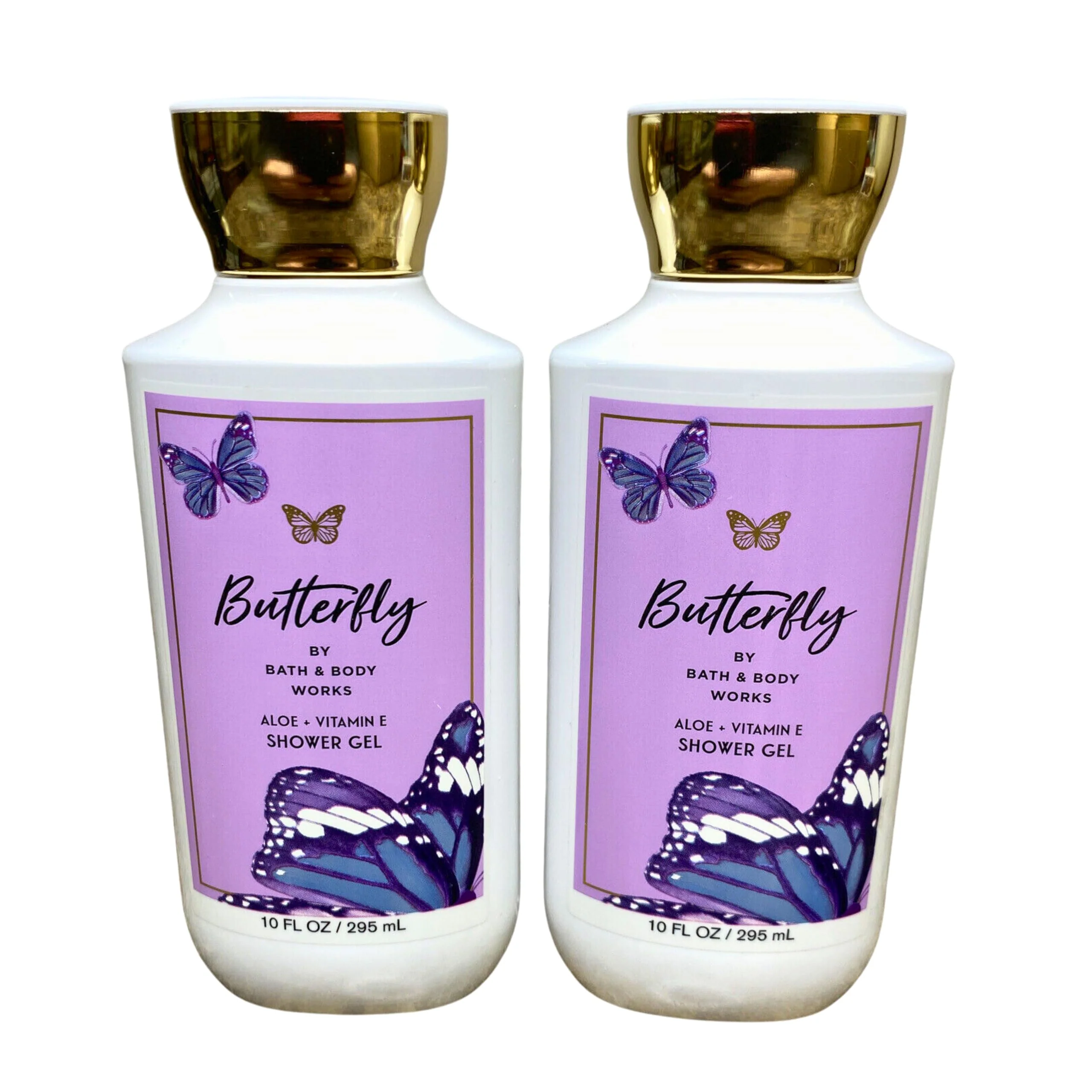 Environmentally Friendly Bath Body Works Shea Vitamin E Shower Gel Set of 2 10oz Each Butterfly purple Elite