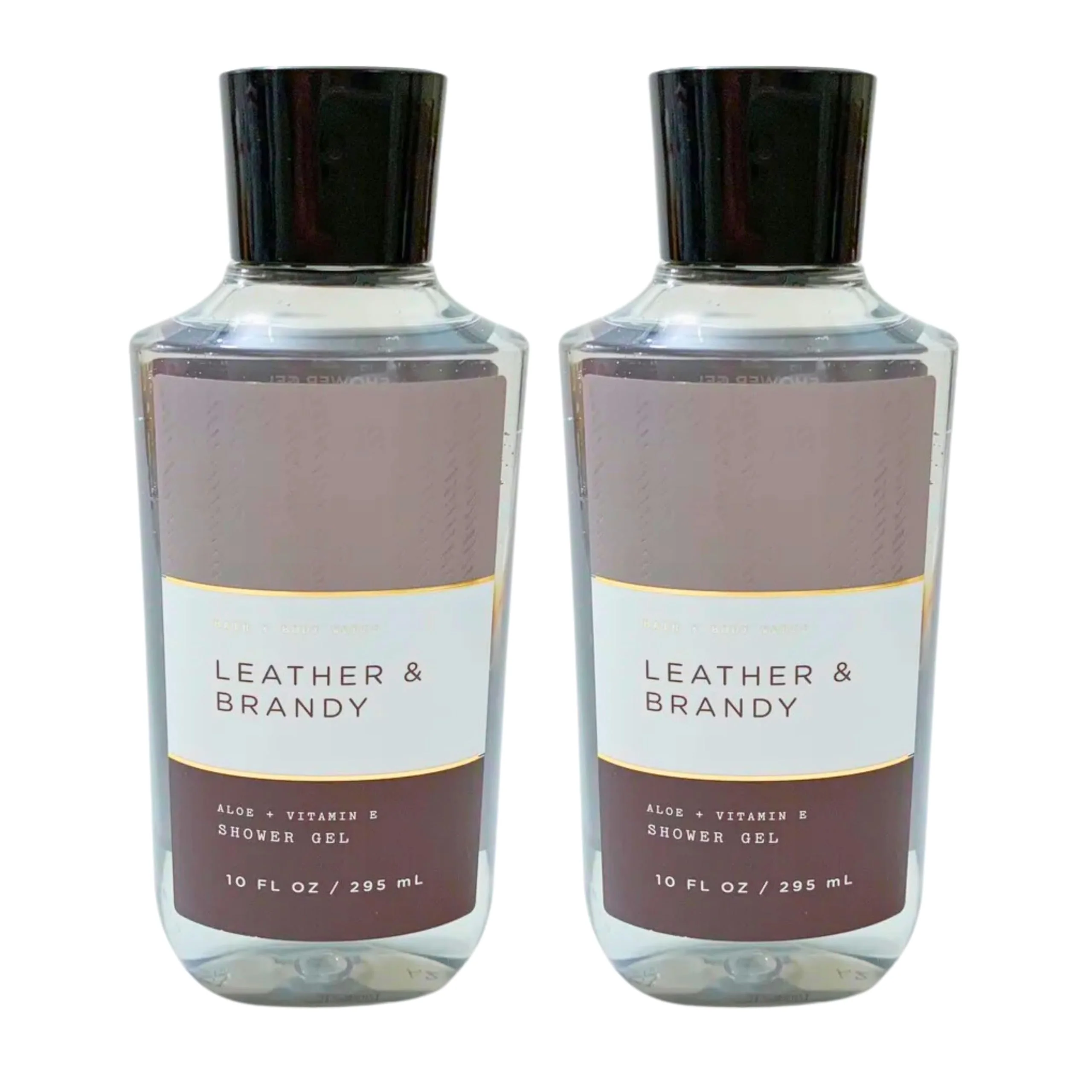 Soft Bath Body Works Shower Gel Set of 2 Bottles Each Bottle 10oz Leather Brandy Lightweight