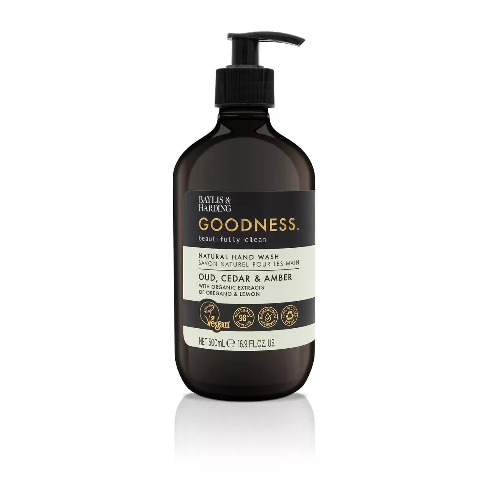 Next-Generation Baylis Harding Liquid Hand Soap Wash with Dispenser Goodness Oud Cedar Amber 16.9oz 500ml Reliable