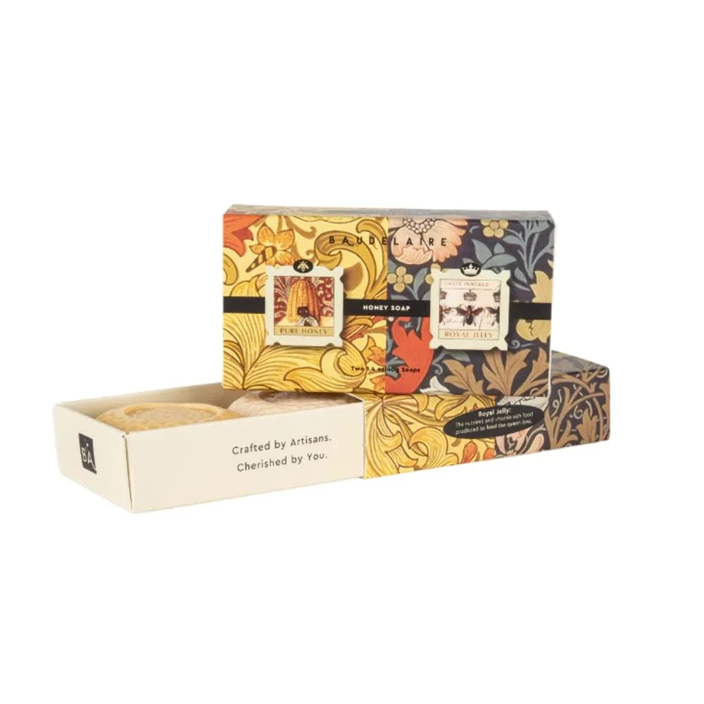 High-Quality Baudelaire Honey Soap Pure Honey and Royal Jelly 1.4 Ounce Set of 2 Sustainable