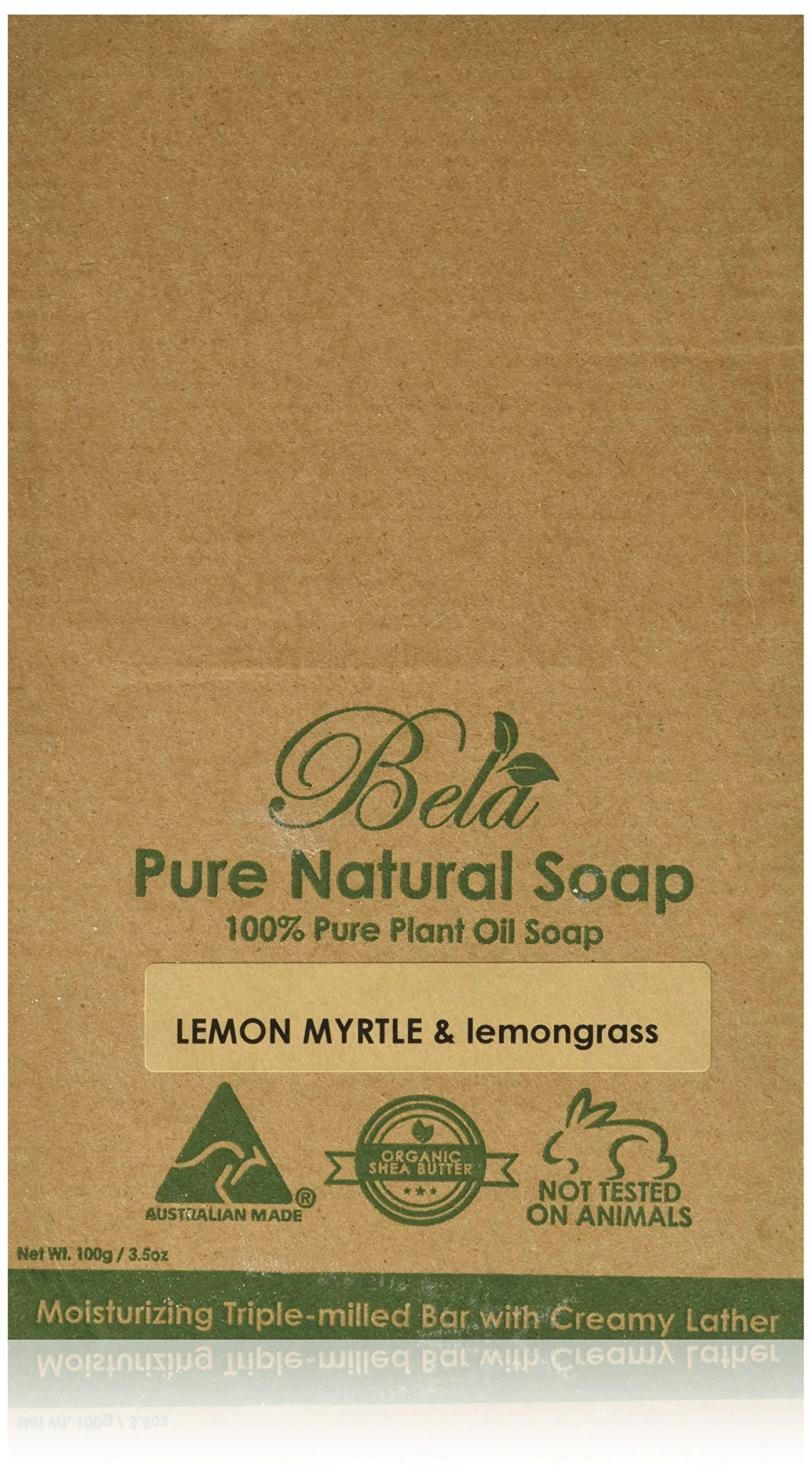 Luxury Bela Natural Soap Bars Lemon Myrtle with Lemongrass 3.5 Ounce Elegant