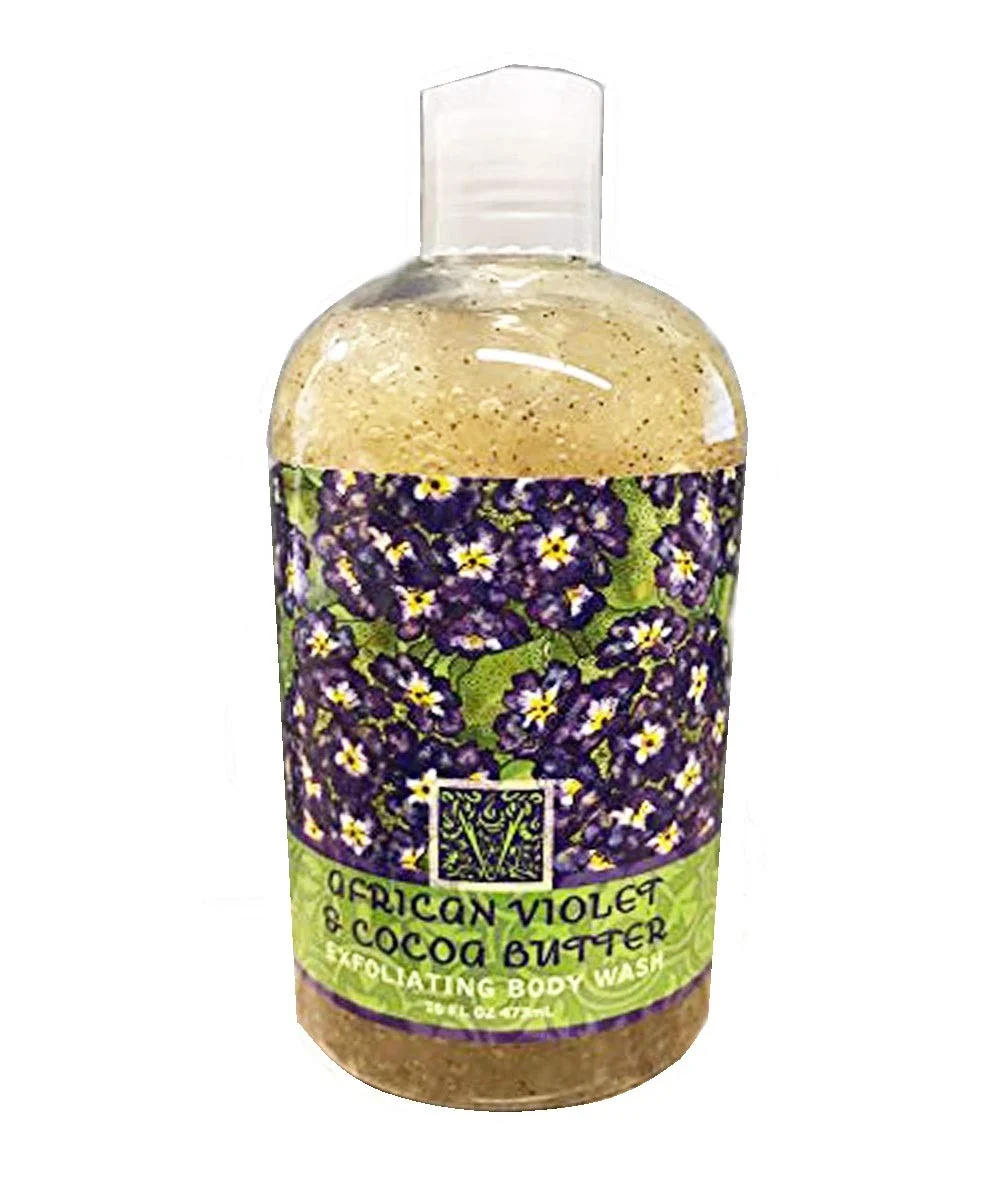 Casual Birsppy Greenwich Bay Exfoliating Body Wash Enriched with Shea Butter Blended with Loofah and Apricot Seed 16 oz African Violet User-Friendly