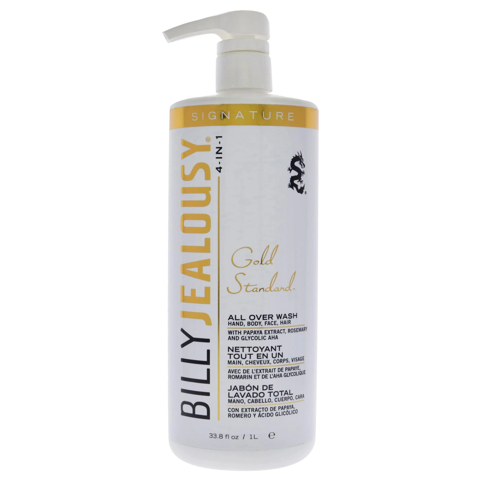 Flexible Billy Jealousy Gold Standard 4-in-1 All Over Wash - Hand Body Face and Hair Cleansing Soothing and Moisturizing Wash Papaya Mint Rosemary Consistent