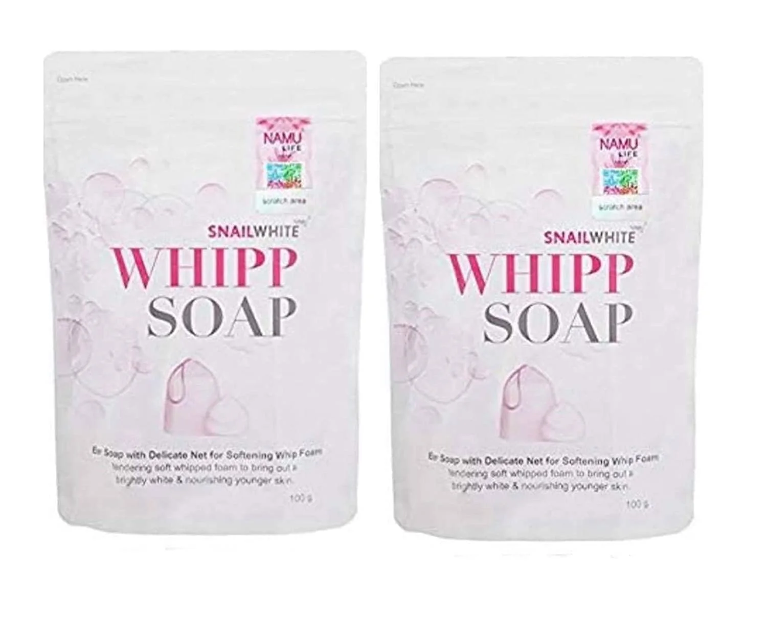 Refined DOK MAI Pack of 2 Snail Whipp Soap by Namu Life 100g Each Smooth