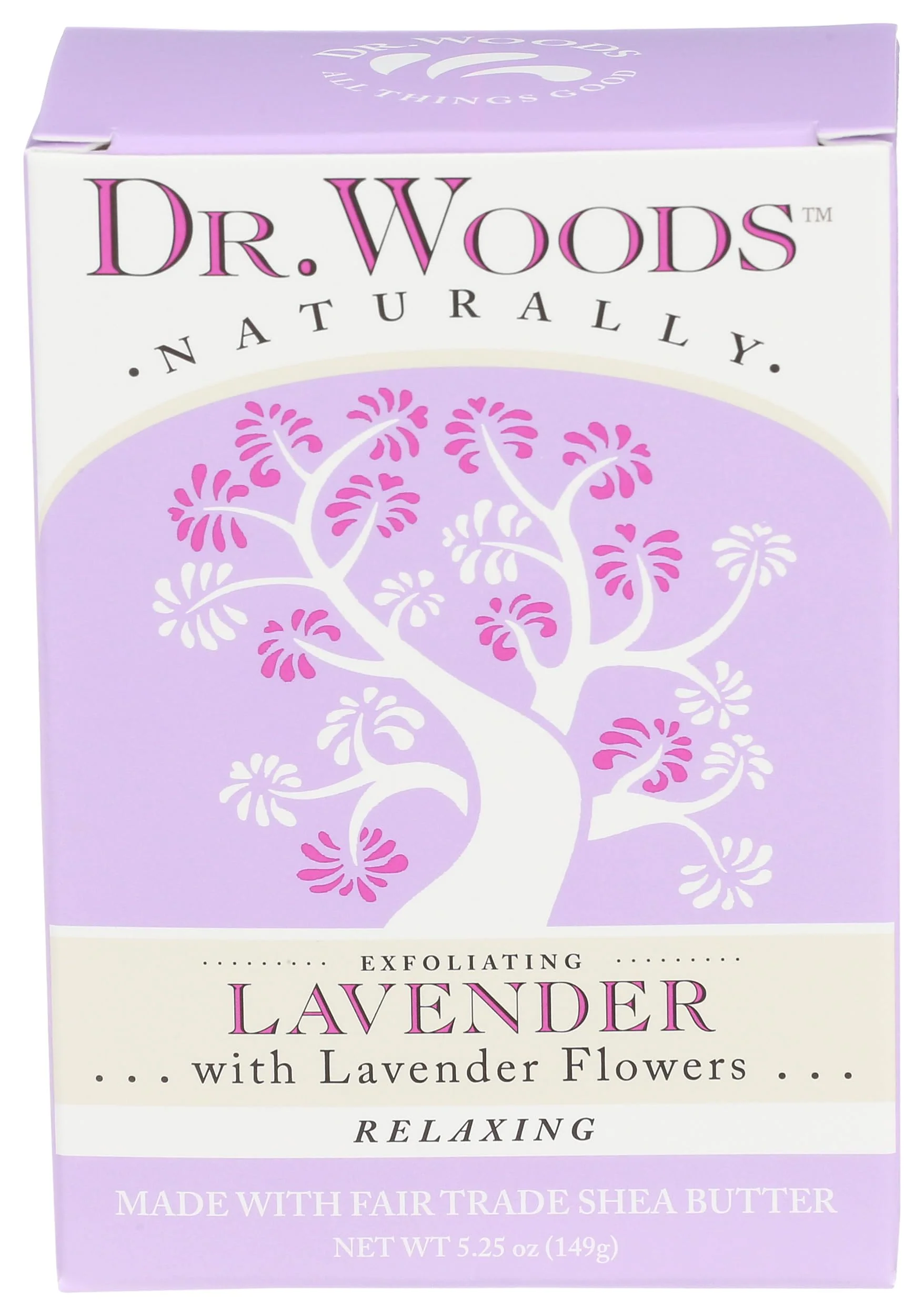 Luxury Dr. Woods Exfoliating Lavender Bar Soap with Organic Shea Butter 5.25 oz Trendy