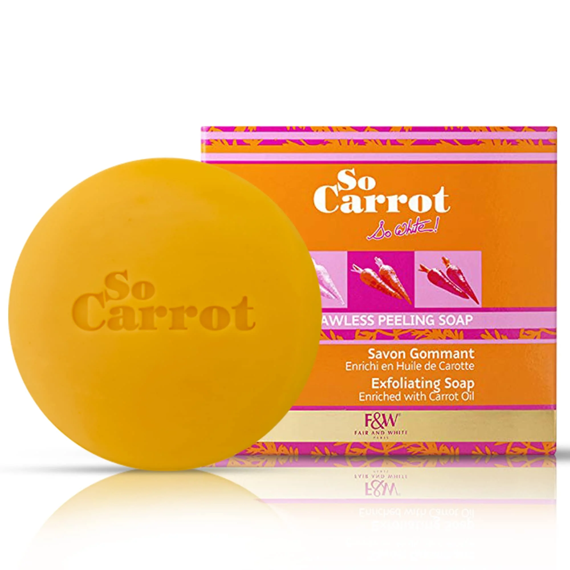 Functional FAIR WHITE So Carrot Exfoliating Soap - 200g 6.7 fl oz - Skin Brightening Soap for Deep Cleansing Moisturizing - Exfoliating Soap Bar Optimized
