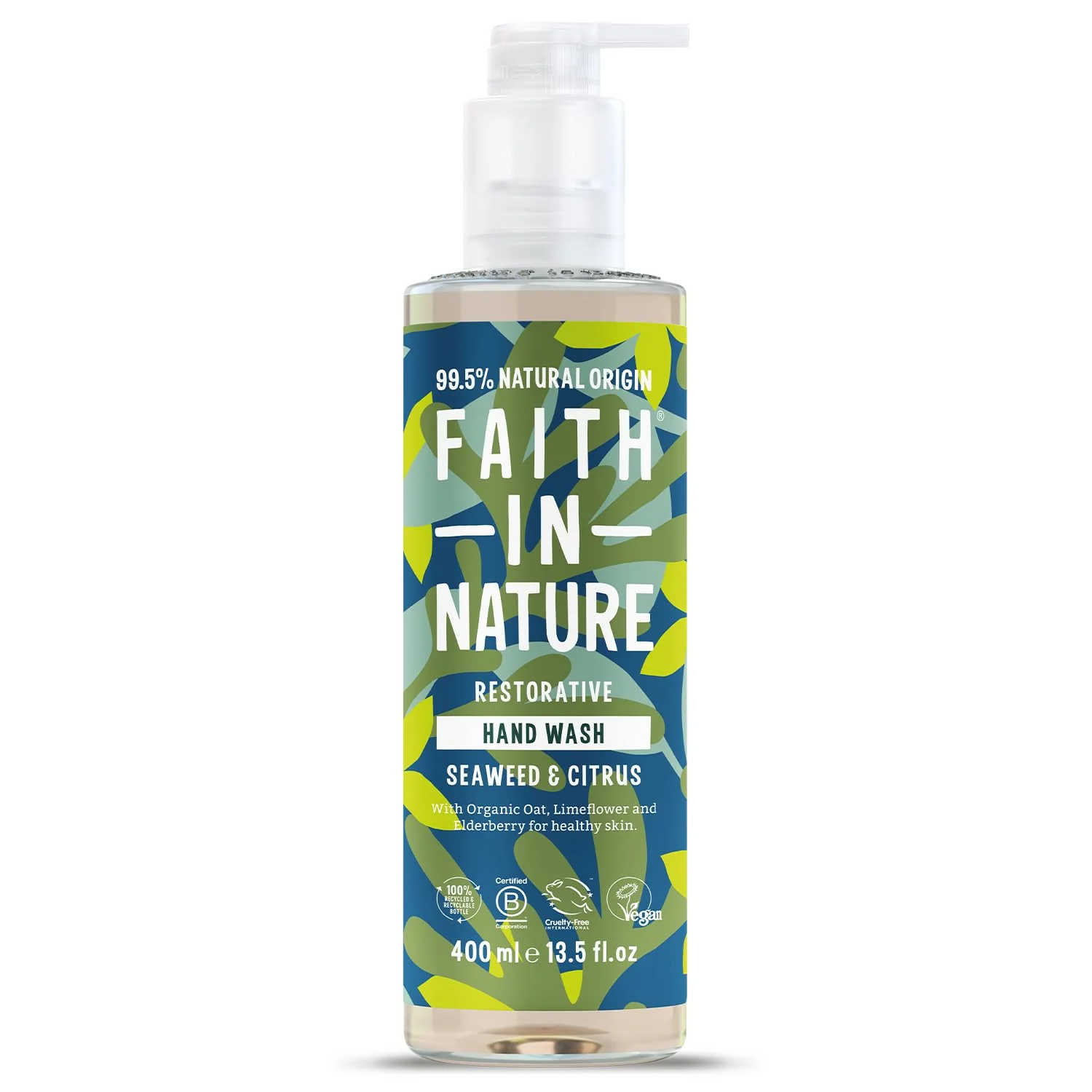 Original FAITH IN NATURE Natural Seaweed and Citrus Liquid Hand Wash Restorative Vegan and Cruelty No SLS or Parabens 400 ml Innovative