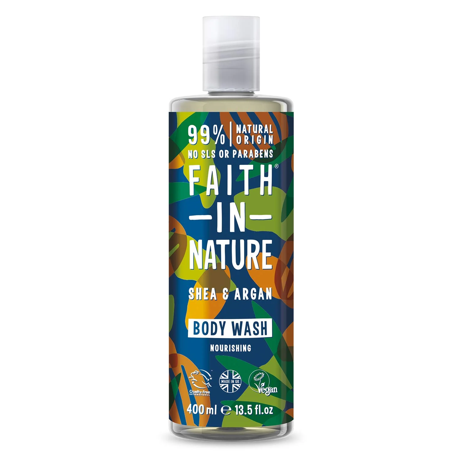 Efficient Faith in Nature Natural Shea Argan Body Wash Nourishing Vegan Cruelty Parabens and SLS 400ml Proven