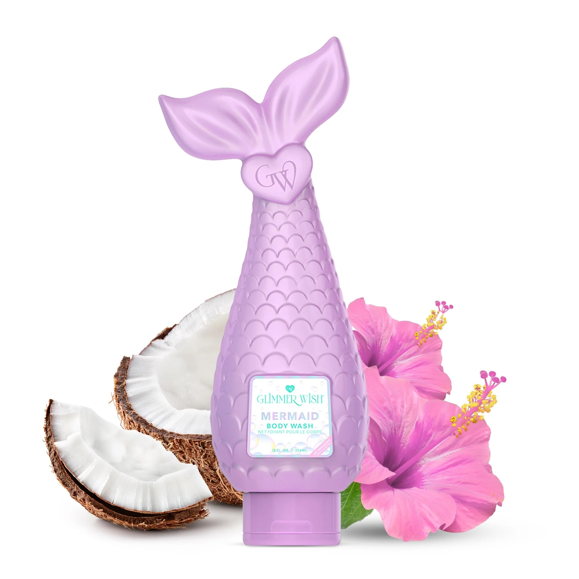 Advanced Glimmer Wish Mermaid Kids Body Wash Gentle Cleanser and Moisturizing Sulfate Body Wash Skin Care for Kids Tropical Beach Scent 12 Fl Oz Recyclable