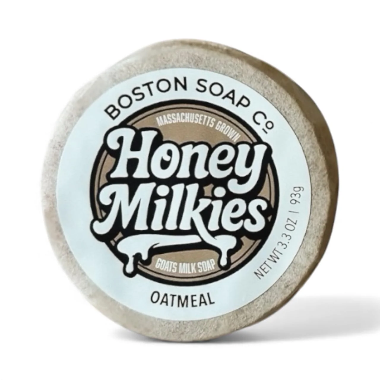 Modern Goat Milk Soap with Tallow - Honey Milkies Oatmeal Bar 3.3oz - Handmade in Boston - Cold Process Natural Soap with Grass Fed Tallow Lard Raw Honey Contemporary
