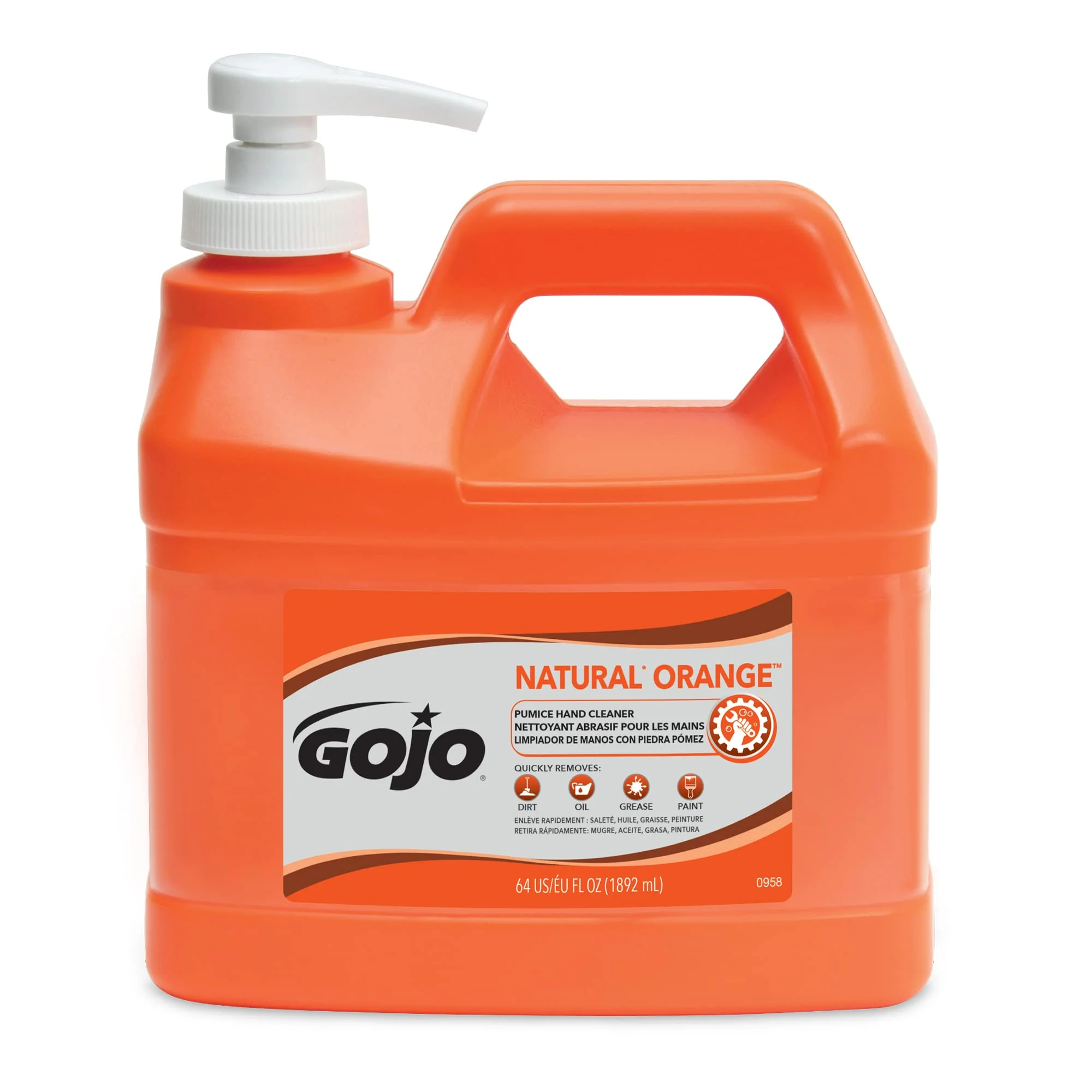 Flexible GOJO NATURAL ORANGE Pumice Hand Cleaner 1 2 Gallon Quick Acting Lotion Hand Cleaner with Pumice Pump Bottle Pack of 1 - 0958-04 Enhanced