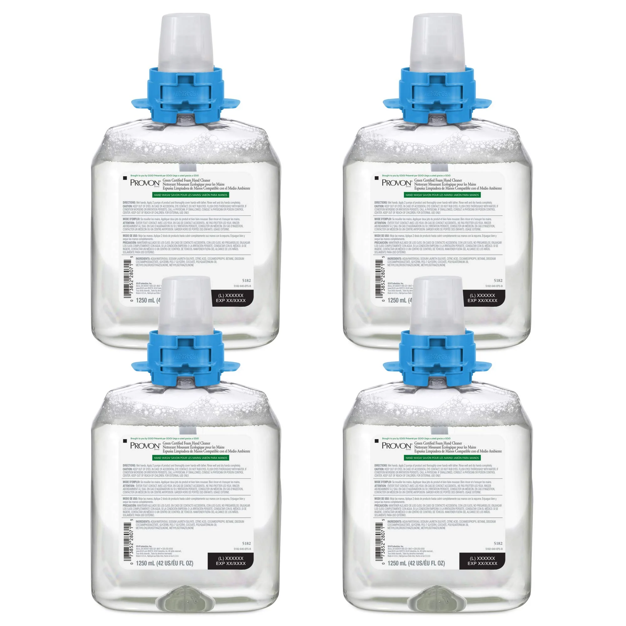 Functional GOJO PROVON FMX Green Foam Hand Cleaner 1250 mL Hand Cleaner Refill for PROVON FMX Push-Style Dispenser Pack of 4 - 5182-04 Premium