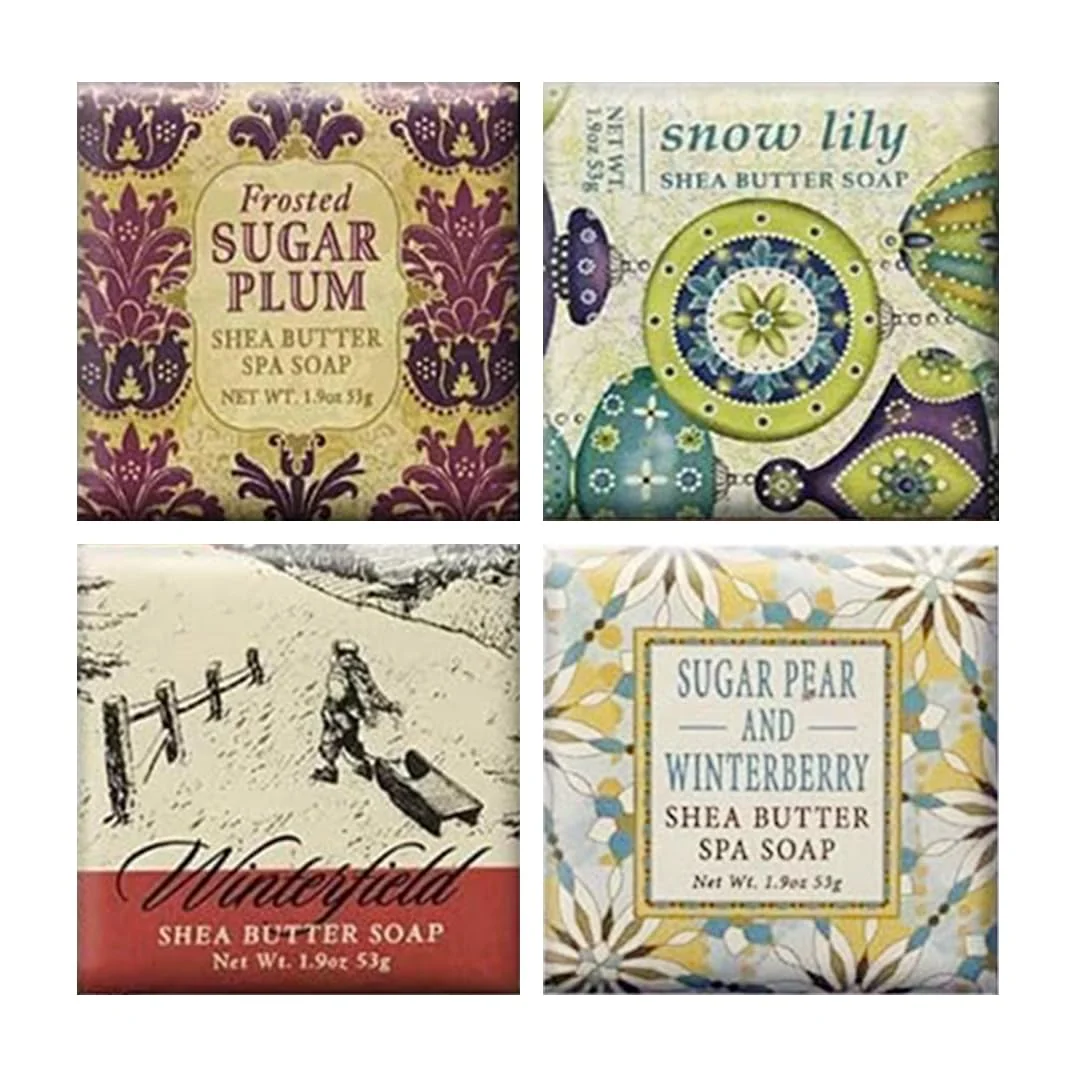 Superior Greenwich Bay Shea Butter Soap Sampler - Boxed Set of 4 Assorted Scents Christmas Holiday 2 Quality