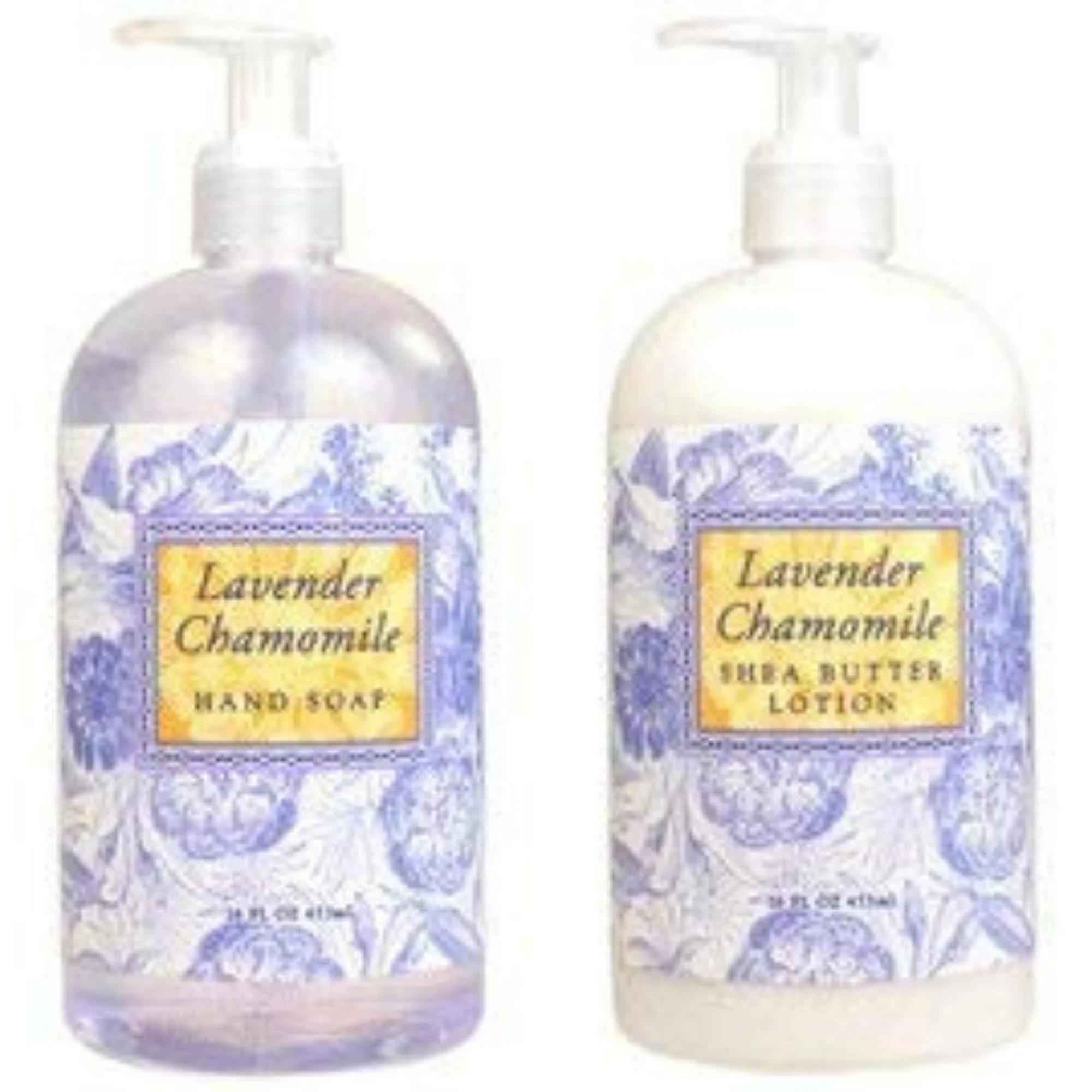 Elegant Greenwich Bay Trading Hand Soap Hand and Body Lotion 16 Ounce 2 pack Bundle Set Lavender Chamomile World-Class