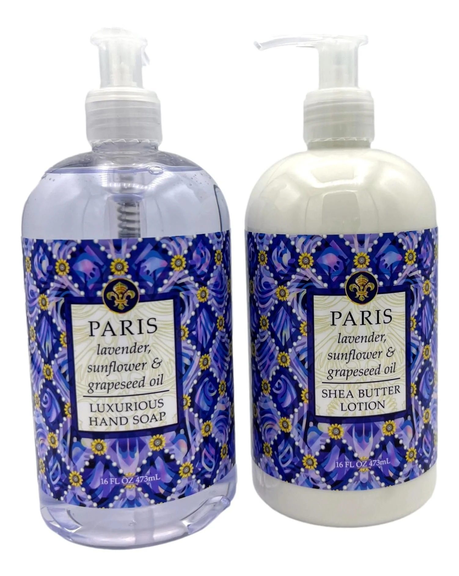 Luxury Greenwich Bay Trading Co. Paris Lavender Sunflower Grapeseed Oil Luxurious Hand Soap and Shea Butter Lotion Set 16 fl oz Each Responsible