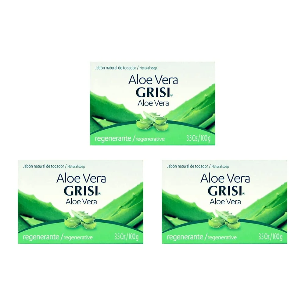 Pure Grisi Aloe Vera Hydrating Soap Bar 3.5 Oz Pack of 3 Fine Crafted