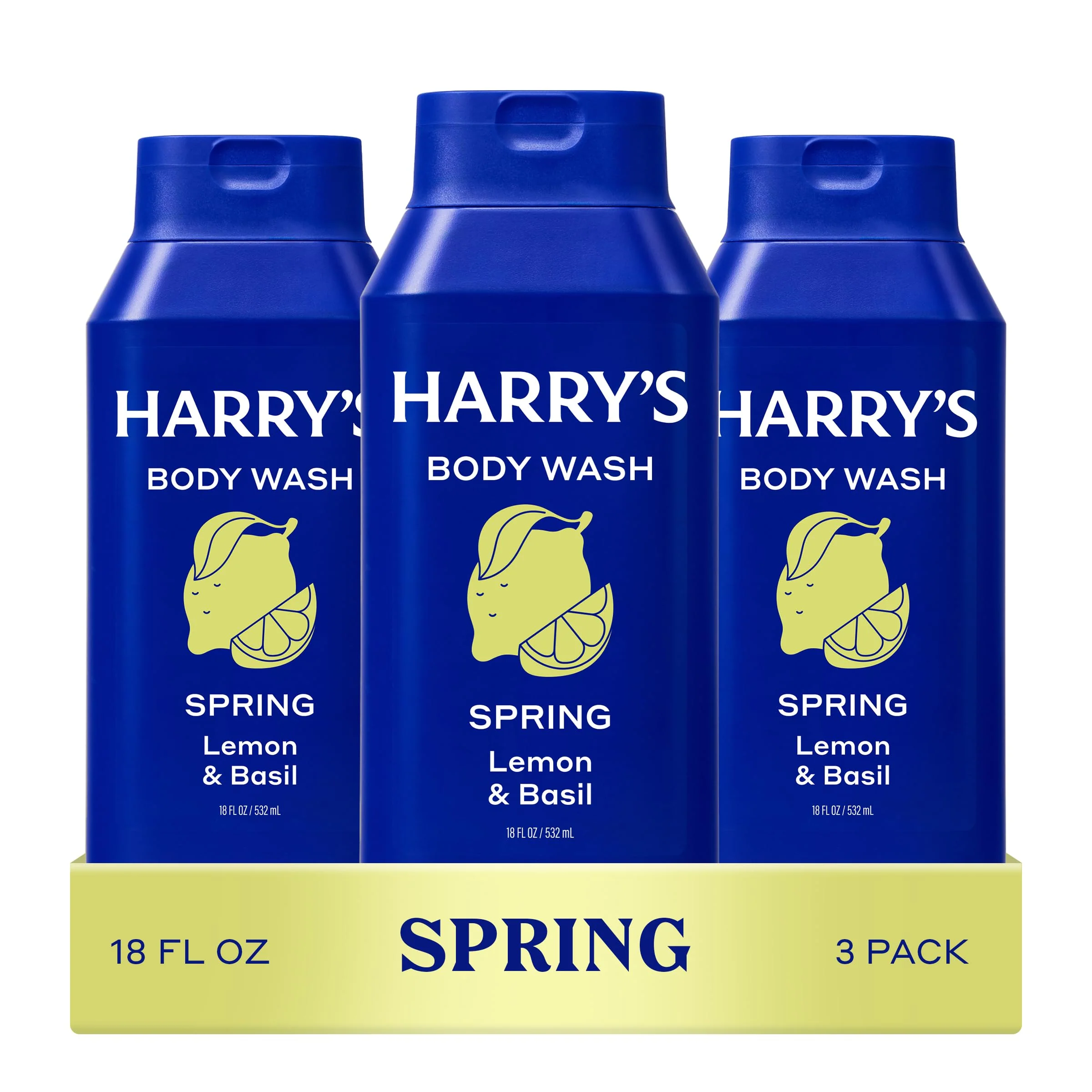 Traditional Harry's Men's Body Wash - Spring - 3 Pack 18 fl oz - Shower Gel for Men - No Parabens Sulfates or Dyes Reusable