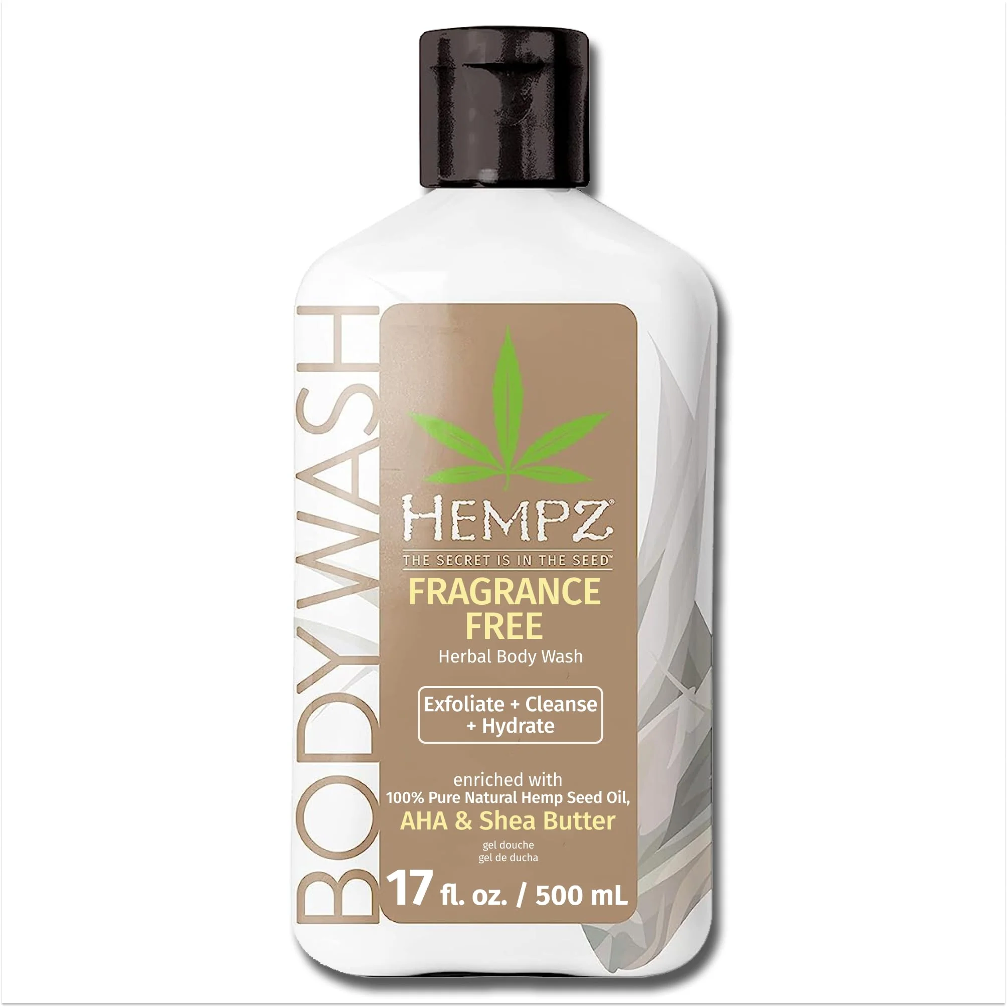 Breathable Hempz Body Wash - Fragrance - Hydrating for Sensitive Skin Scented Exfoliating with Shea Butter Pure Hemp Seed Oil and Algae for Sensitive Responsible