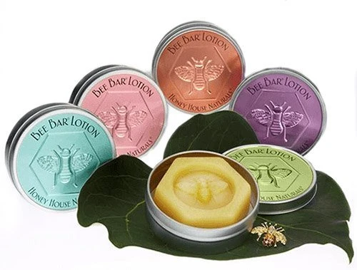 Proven Honey House Large Bee Bar Natural Solid Lotion Bar 2 Oz in Embossed Tin Case Assortment of 5 Scented Bars First-Class