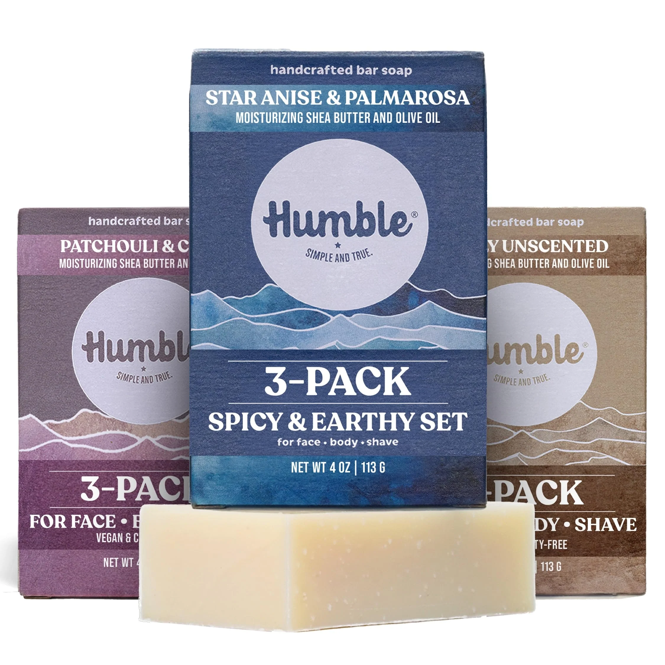 Fine Humble Natural Bar Soap Spicy Earthy - Cold Processed Face Body Soap Bar with Essential Oils - Moisturizing Formula for Long-Lasting Freshness Minimalist