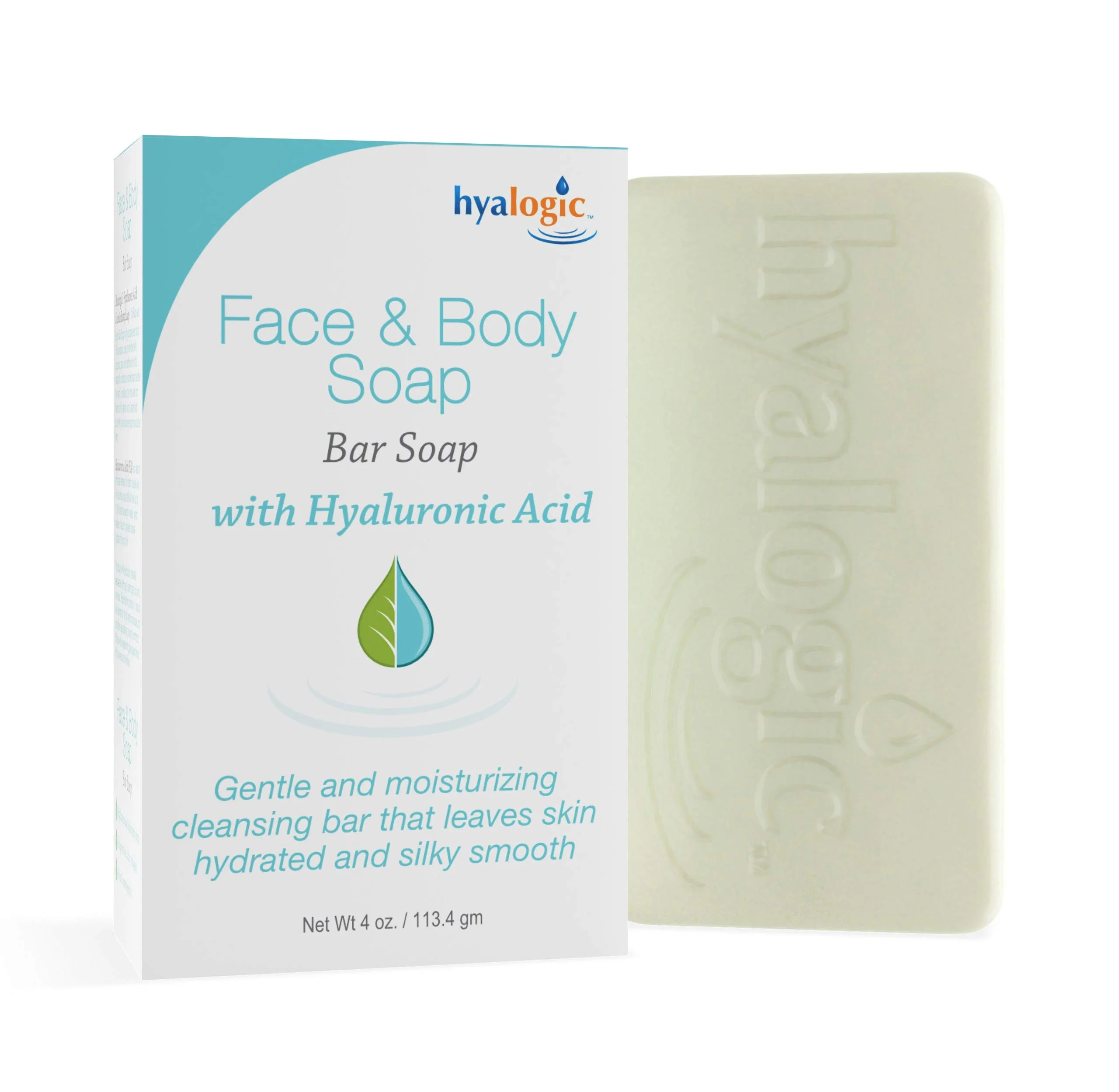 Easy-to-Use Hyalogic Face Body Cleansing Bar Soap 4oz - Hydrating Hyaluronic Acid Cleanser - Fragrance Non-Irritating Vegan Friendly HA Responsible
