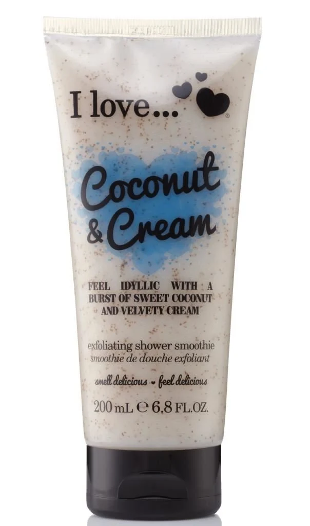 Specialty I Love Cream and Coconut Scent Exfoliating Shower Smoothie - Body Scrub and Body Wash - Cleanse and Soften Skin - 6.8 oz Practical