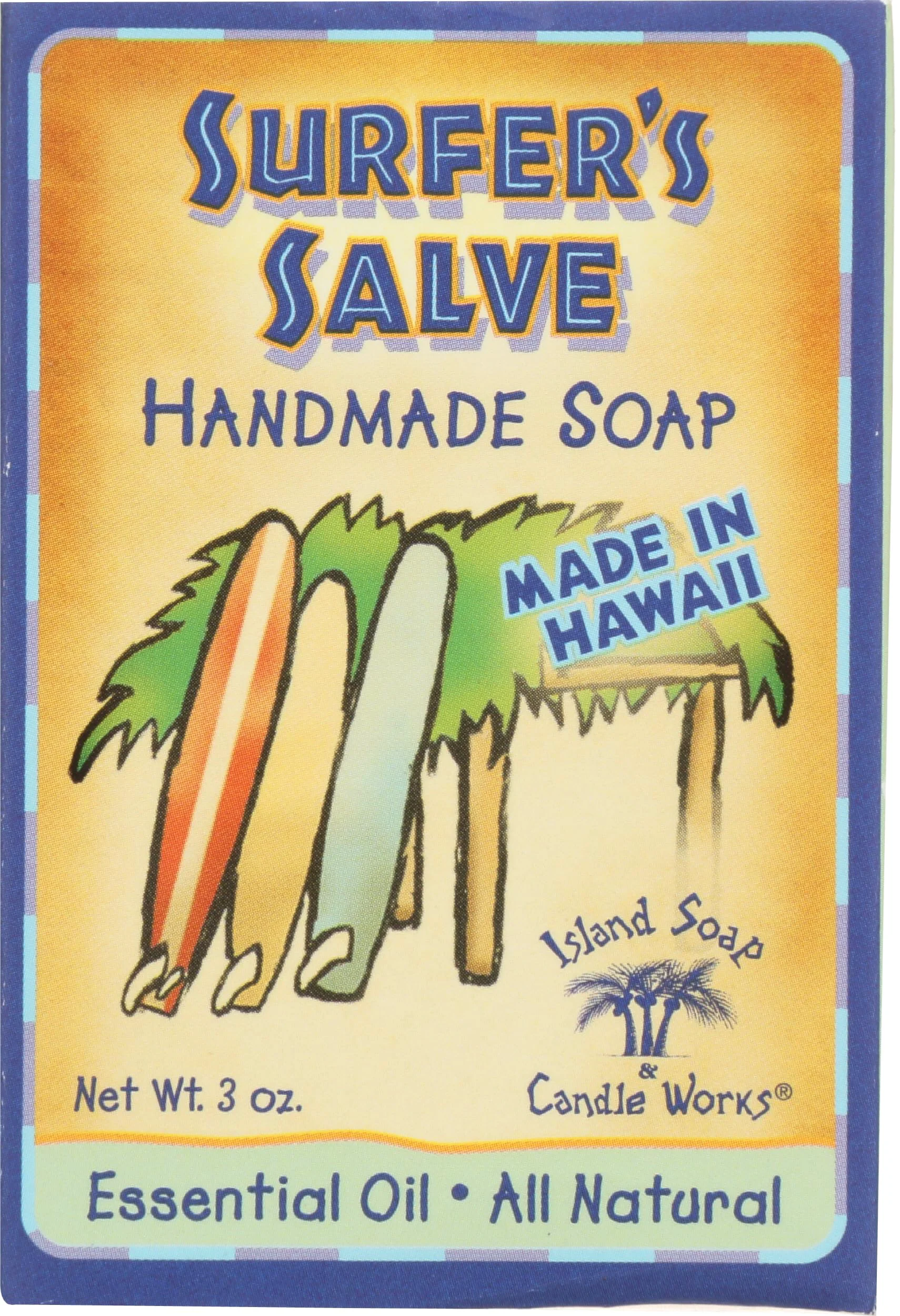 Casual Island Soap Candle Works Surfer's Salve Soap - Made in Hawaii w Lavender Tea Tree Essential Oil Vitamin E Aloe - Soap for Sunburned or Damaged Premium