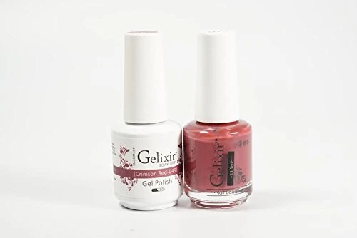 Smart Gelixir Duo Matching Gel and Nail Polish Made in USA. 049-Crimson Red Reusable