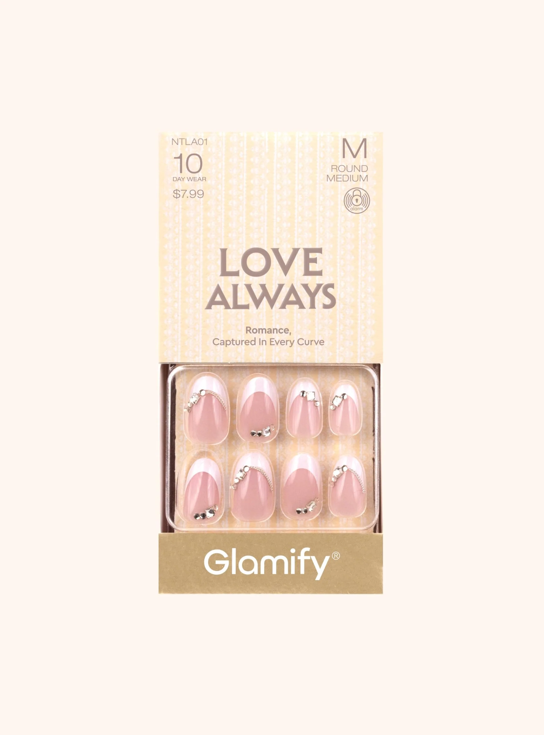 Practical Glamify BY Absolute New York Love Bridal Press On Nails - Wedding French Tip Fake Nails with Pearls Rhinestones Heart Cat Eye Designs Exclusive