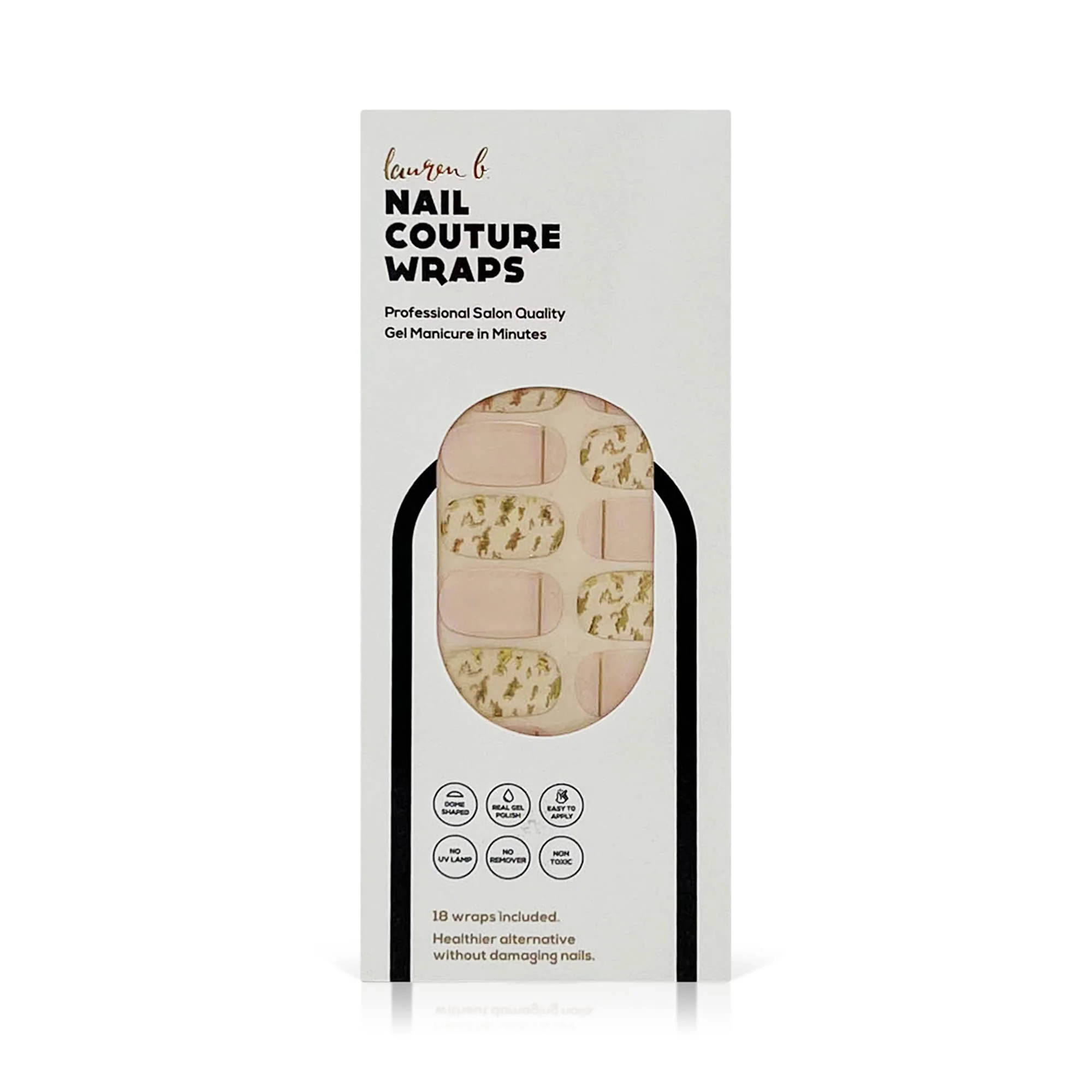 Refined Gel Nail Polish Wraps by Lauren B. Strips Long Lasting chip resitant UV Contains 18 Wraps 2 prep Pads 1 File 1 Cuticle Pusher Gold Leaf User-Friendly