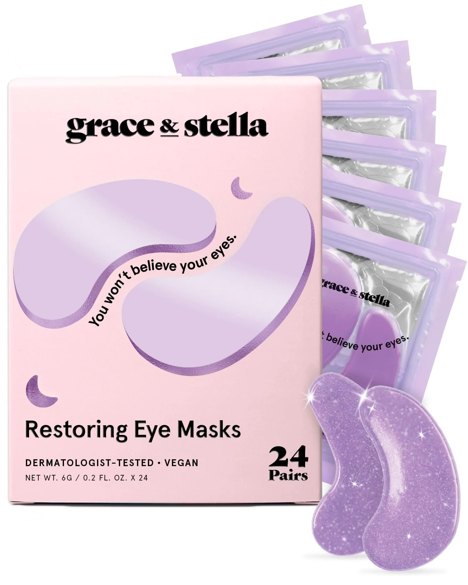 Fast grace stella Retinol Under Eye Patches for Puffy Eyes Dark Circles - Restoring Gel Under Eye Masks with Hyaluronic Acid - Birthday Gifts Long-Lasting