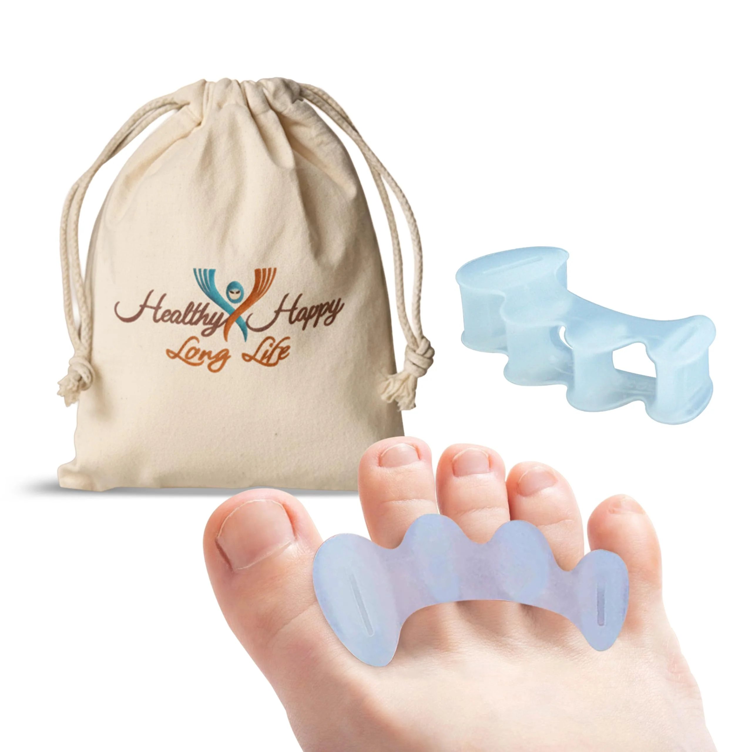 Traditional Healthy Happy Long Life Toe Spacers Soft for Beginners - Toe Separators for Alignment Toe Straightener for Foot Pain Relief Silicone Bunion High-End