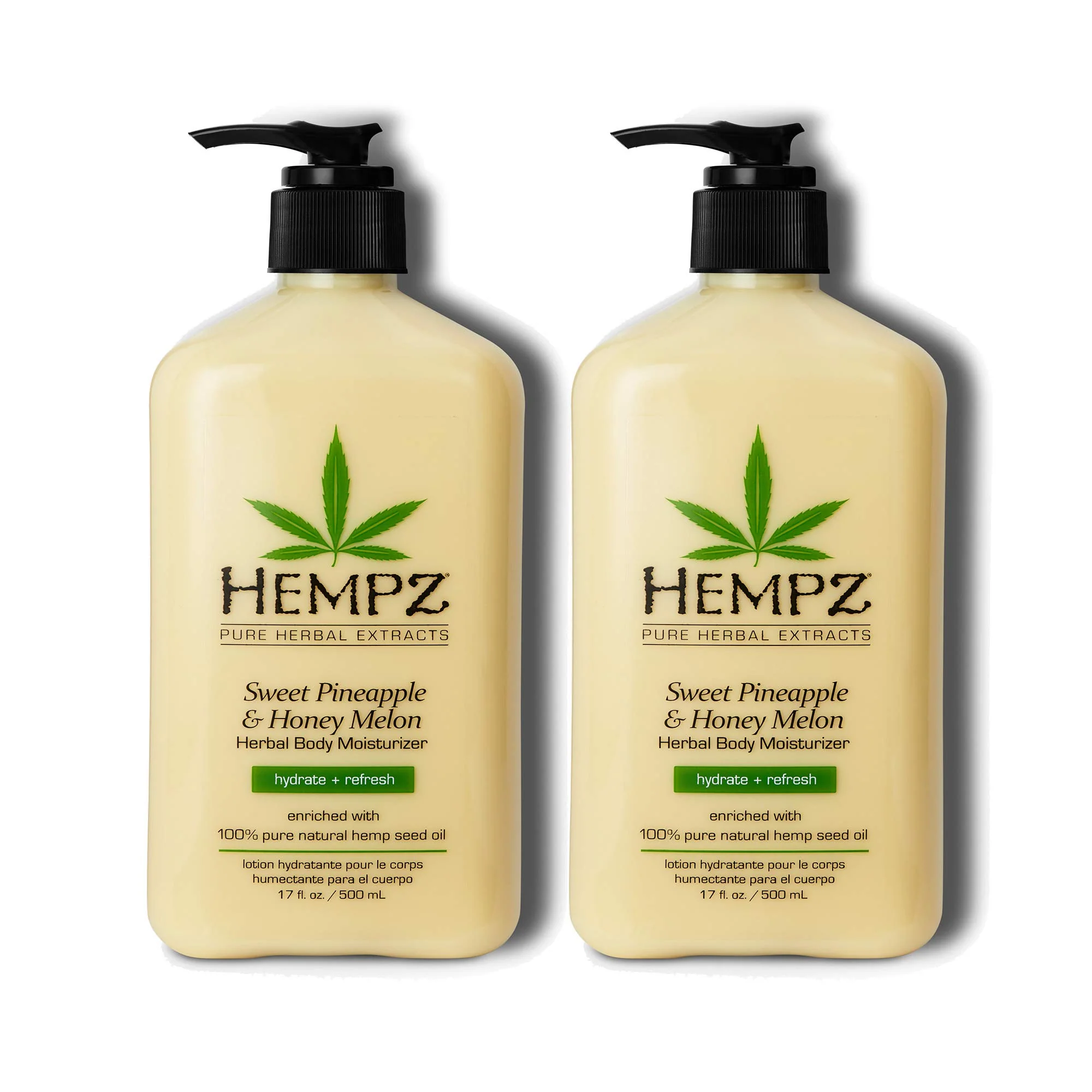Clean Hempz Sweet Pineapple Honey Melon Moisturizing Skin Lotion Body Moisturizer with Jojoba Natural Extracts Vitamin A and E 17 oz 2 Pack Bundle Artisan