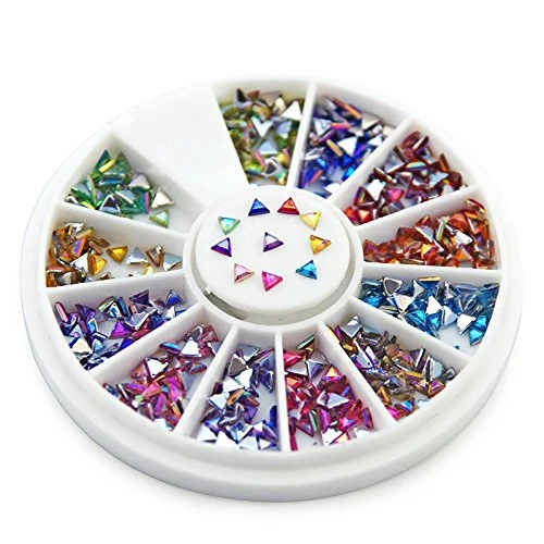 Comfortable KADS AB 1.5 3MM Triangle Colorful Rhinestones 600 Piece 17 Color Nail Art Manicure Wheels Valentine's Day Nail Decoration Breathable