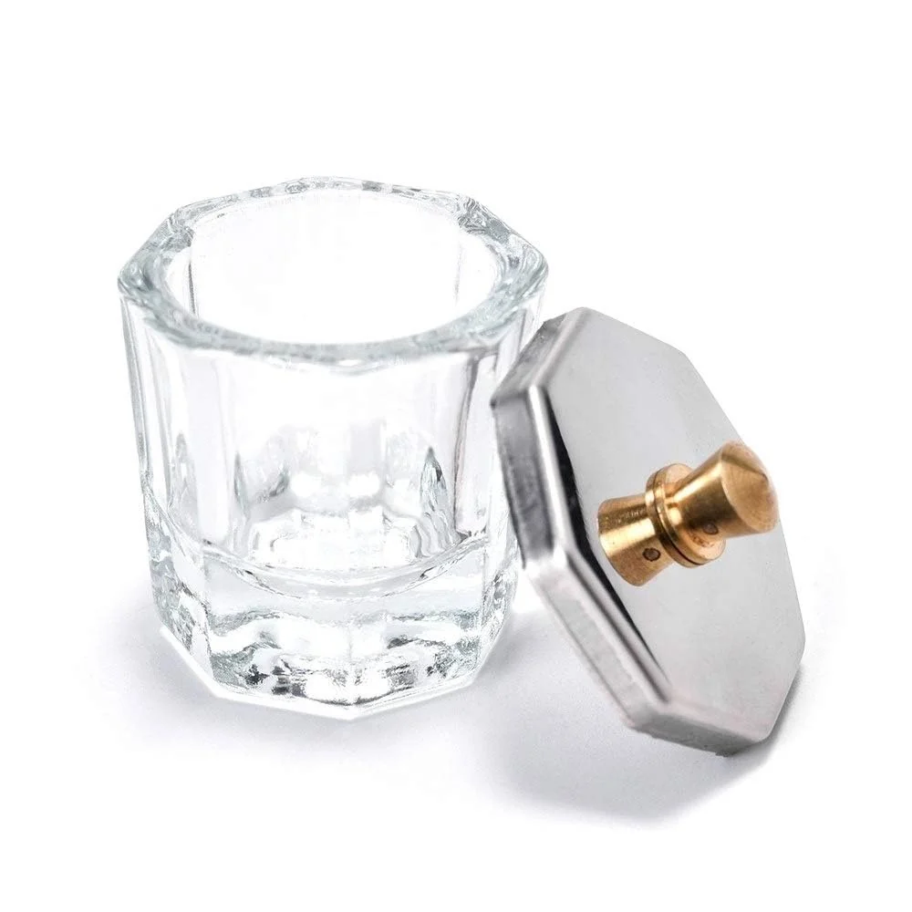 Top-Quality KADS Glass Bowl 3.9 oz Crystal Clear Acrylic Nail Art Equipment Mixing Bowl with Lid Dishwasher Safe for Salon or Personal Use Luxury