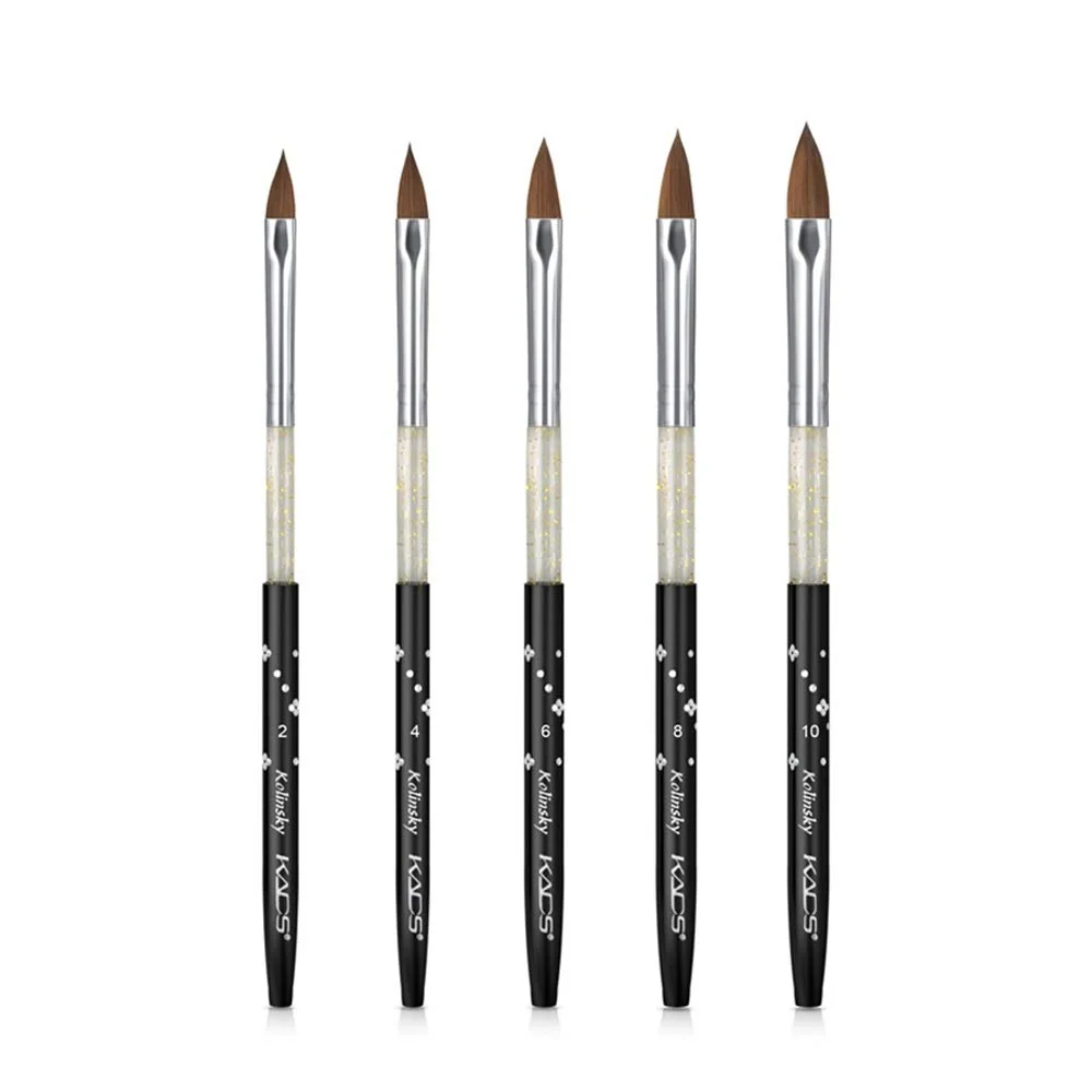 Eco-Friendly KADS Kolinsky Sable Acrylic Brush Set - 5pcs Sizes 2 to 10 Black Kolinsky Sable Nail Brushes Official