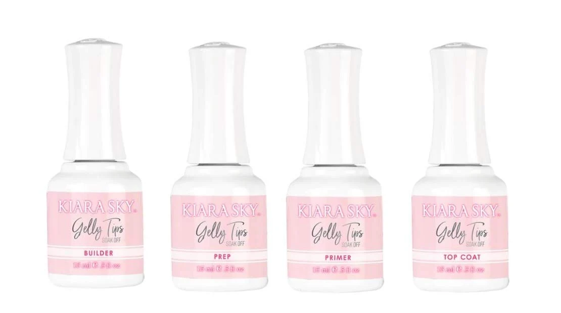 Selected KIARA SKY Gelly Tips Essential Kit Includes Prep Top Coat Builder Primer 0.5 fl oz Reusable