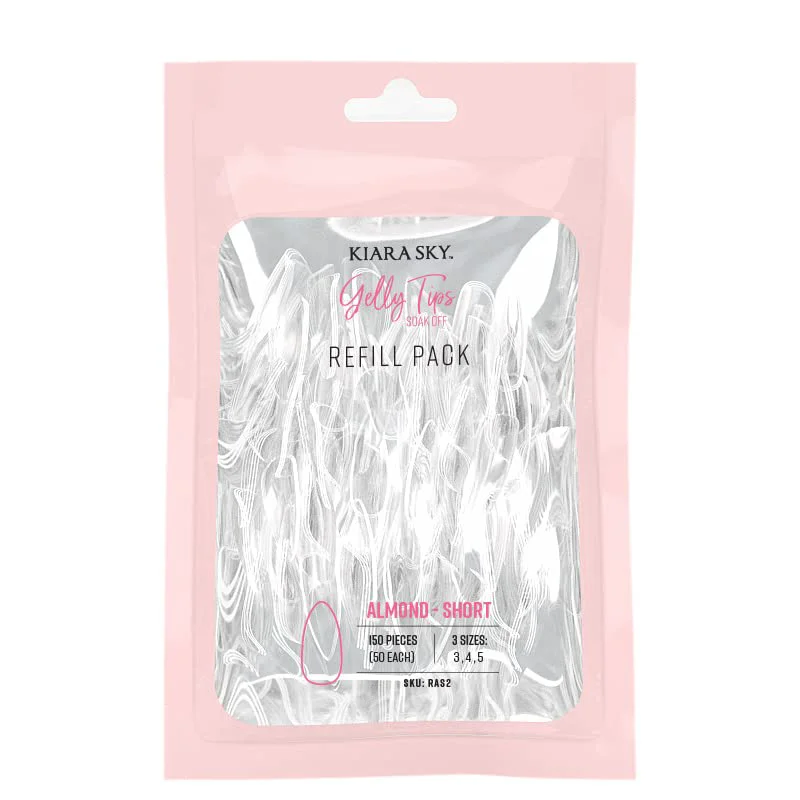 Exclusive Kiara Sky Gelly Tip Soak Off Nails Refill Packs - Almond Short Sizes 3 4 5 Safe