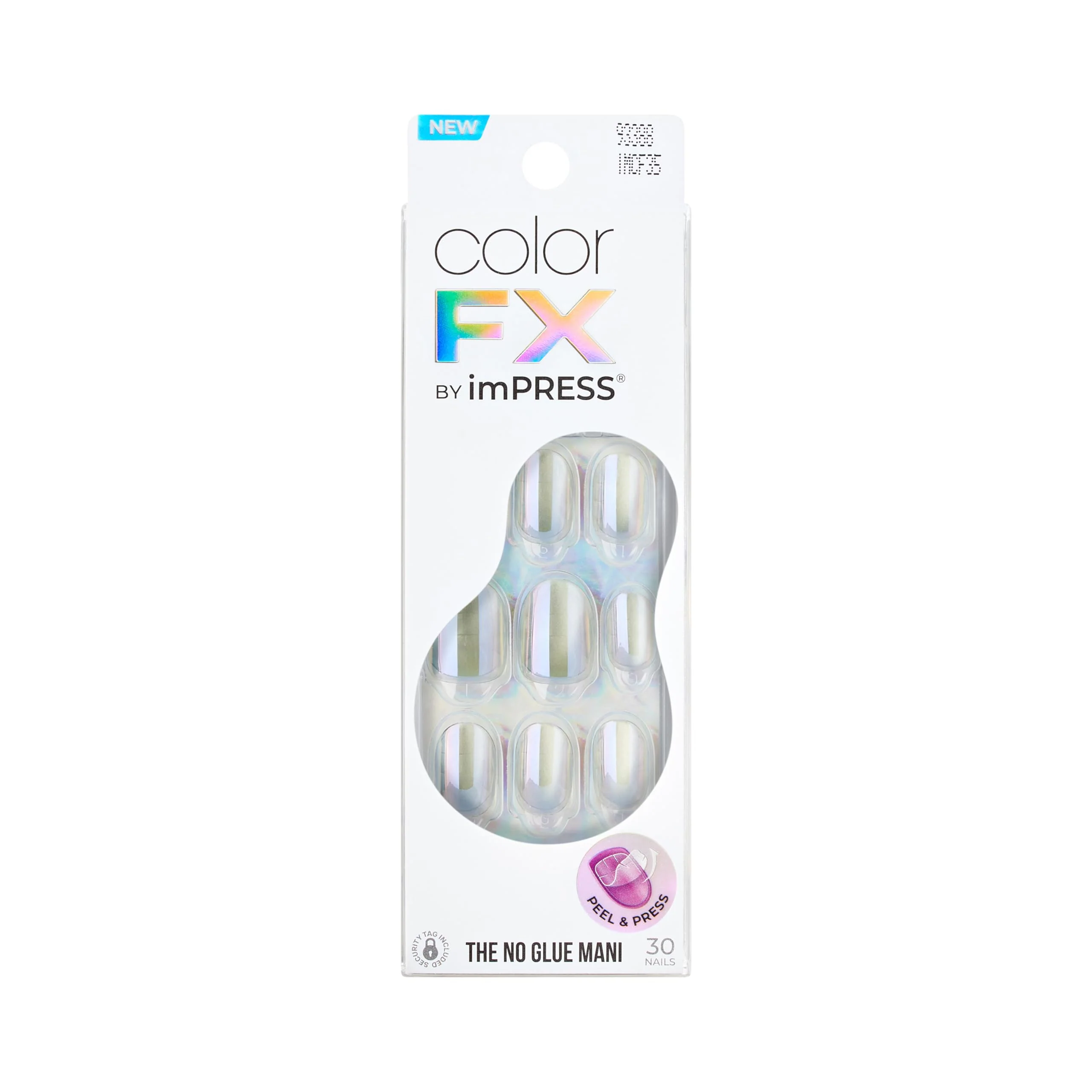 Reliable Kiss colorFX by Impress Press On Nails Sour Love 30 No Glue Peel and Stick Nails Kit with IMPROVED Adhesive Silver Short Oval Pearlescent Effect Excellent