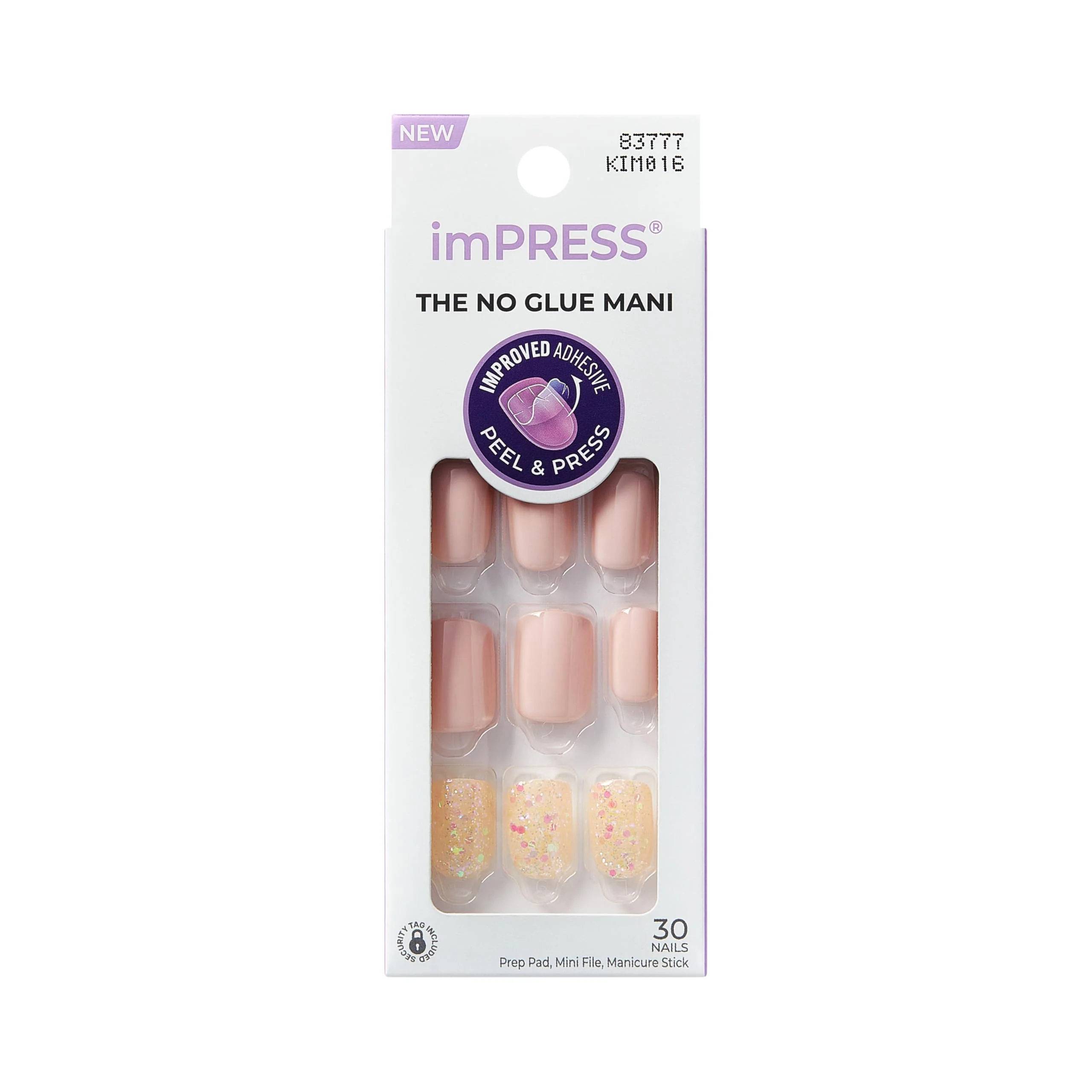 Versatile Kiss Impress No Glue Mani Press On Nails Design 'Dorothy' Multicolor Short Size Squoval Shape Includes 30 Nails Prep Pad Instructions Sheet 1 Clean
