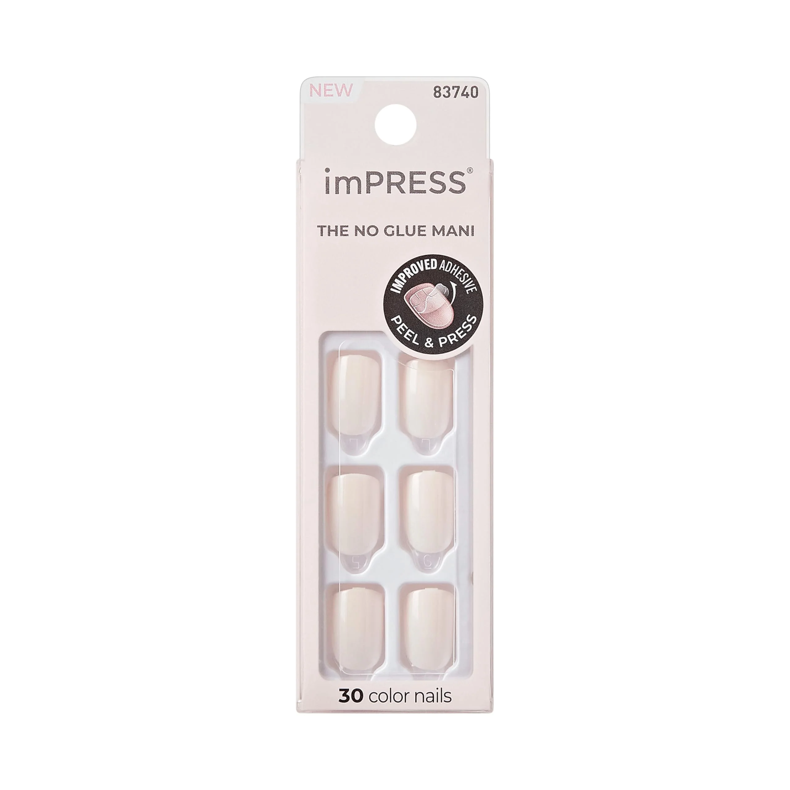 Advanced Kiss Impress No Glue Mani Press On Nails Color 'Point Pink' Pink Short Size Squoval Shape Includes 30 Nails Prep Pad Instructions Sheet 1 Stylish