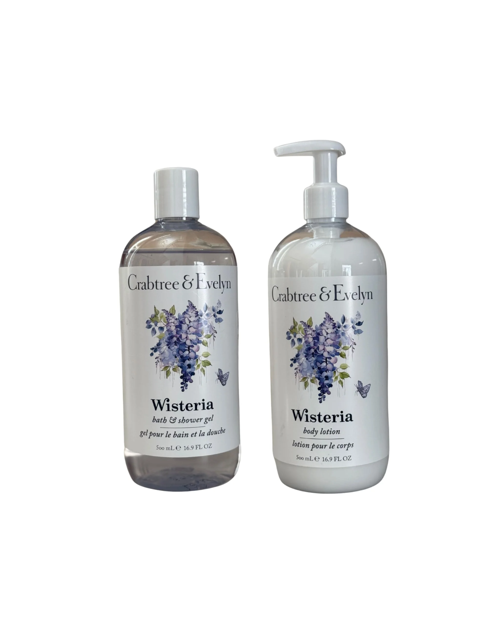 Organic Crabtree Evelyn Wisteria Bath Set Shower Gel and Body Lotion Duo Duo Wisteria Refined