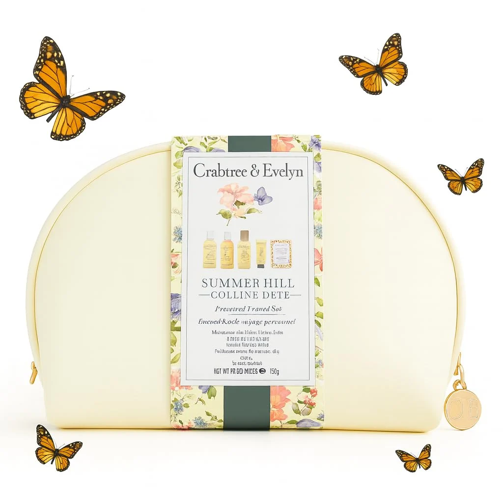 Trusted Crabtree Evelyn Summer Hill Personal Travel Bath Set 6 Pieces - 3oz bath and shower gel 3oz body lotion 0.9oz hand cream 0.33oz body mist Natural