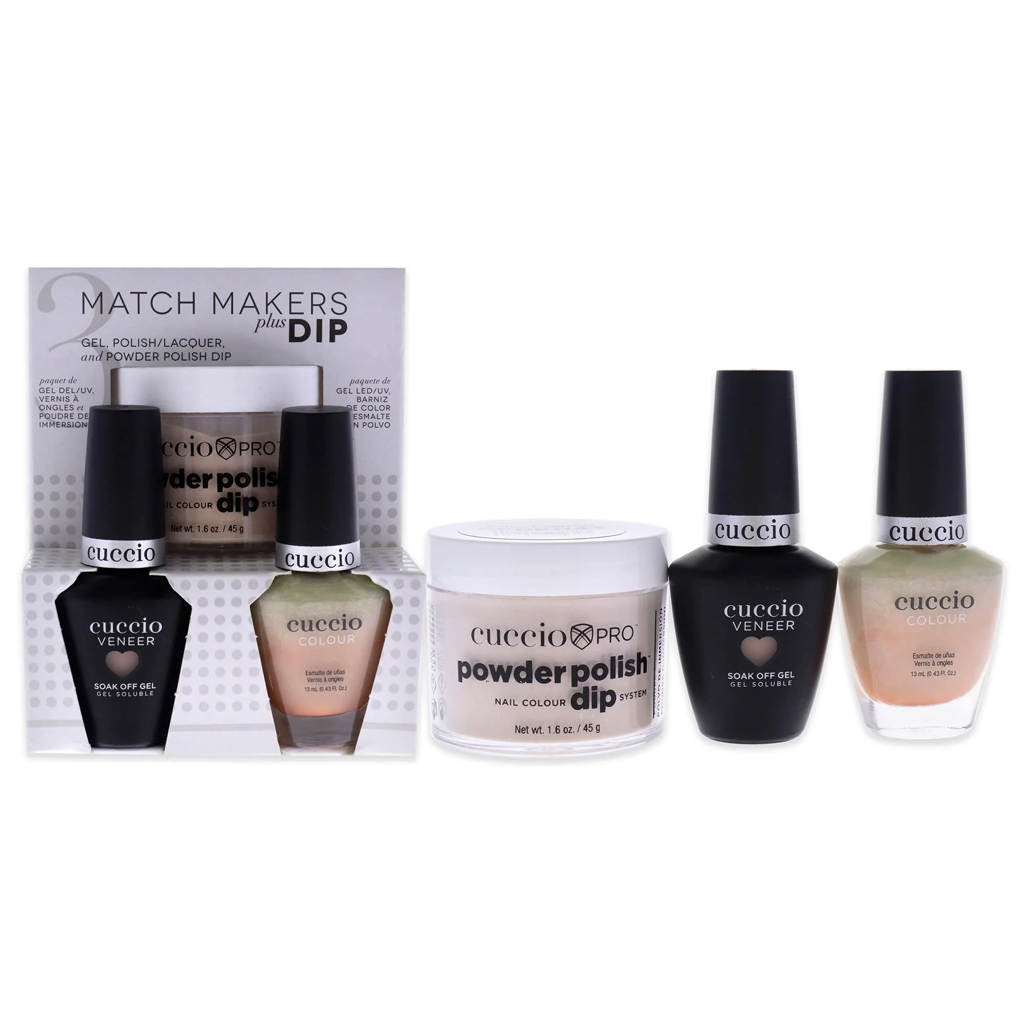 Certified Cuccio Colour Matchmakers Plus Nail Dip - Matching Mani-Pedi With Coordination - A Color Lacquer And Color Veneer Gel Polish In The Same Outstanding